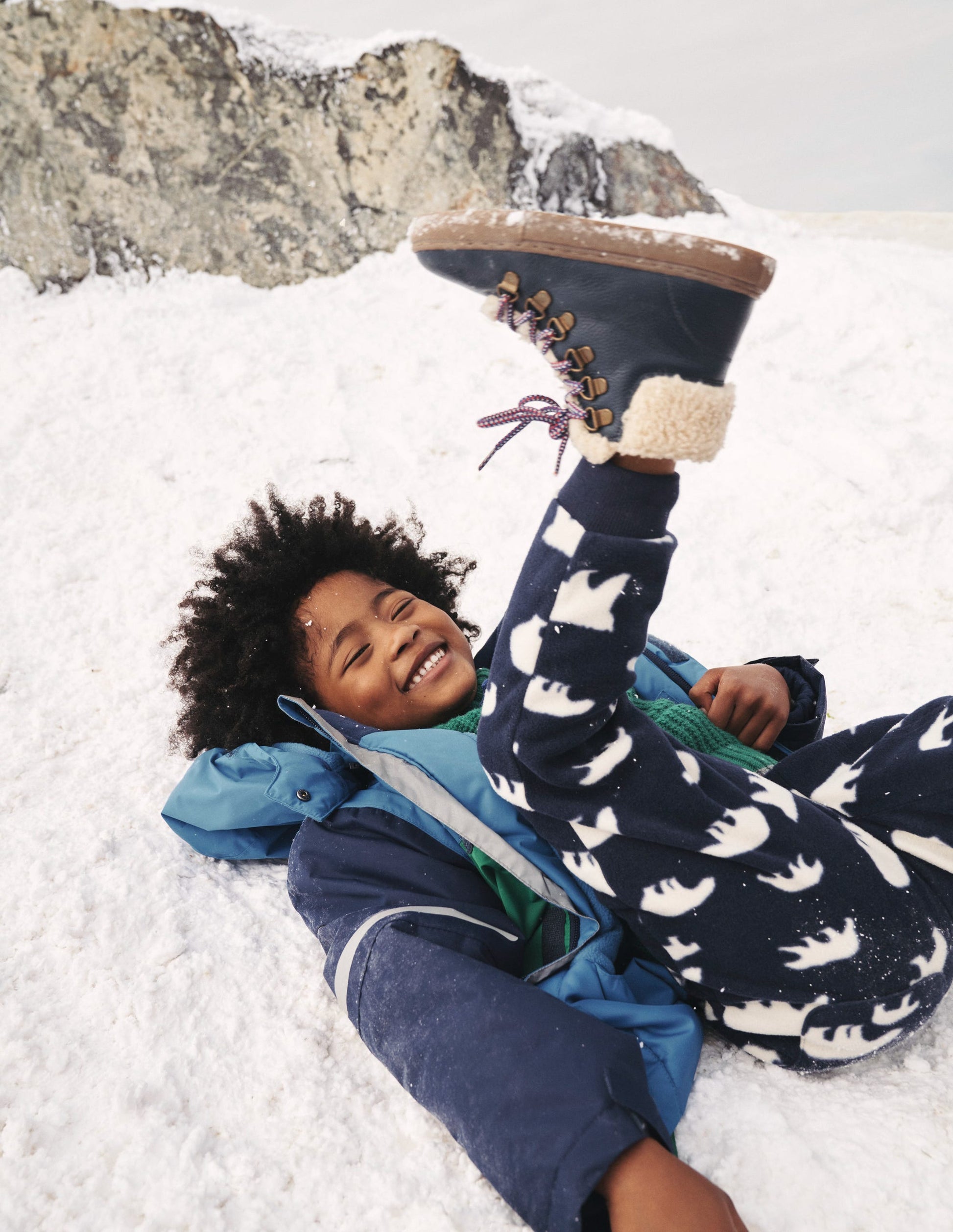 Printed Fleece Joggers-College Navy Polar Bear-4