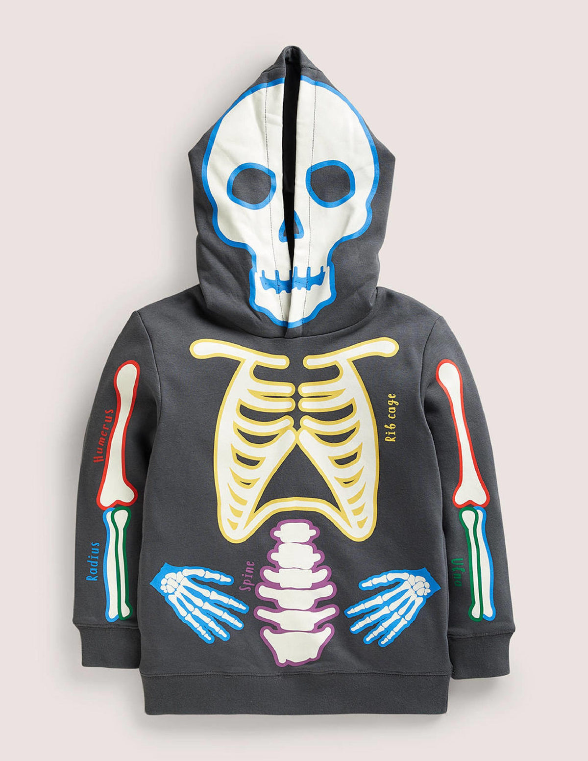 Halloween Glow Skeleton Hoodie-Smoke Grey Glowing Skeleton-1