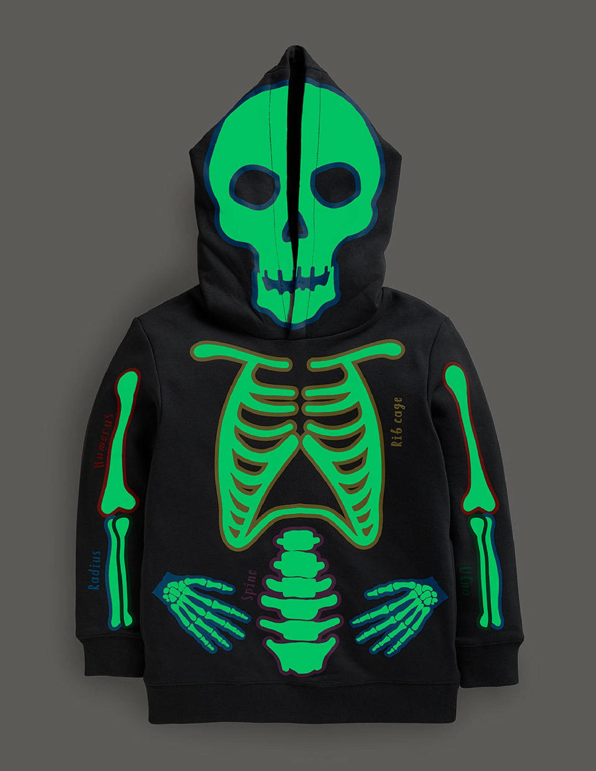 Halloween Glow Skeleton Hoodie-Smoke Grey Glowing Skeleton-4
