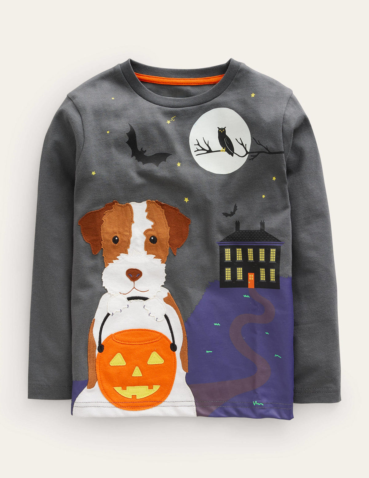 Halloween Appliqué T-shirt-Smoke - Image 1