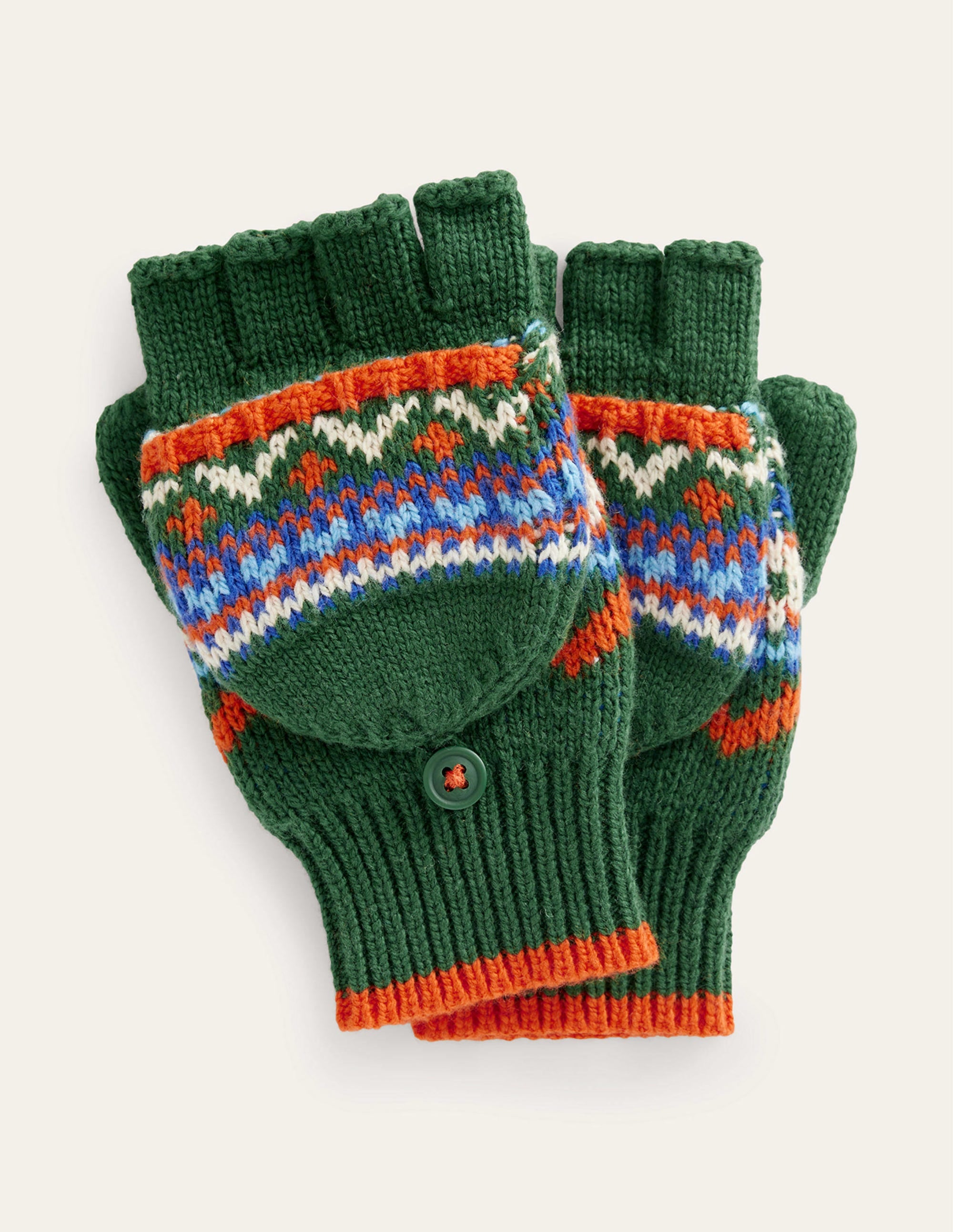 Fair Isle Knitted Mittens-Monster Green - Image 1