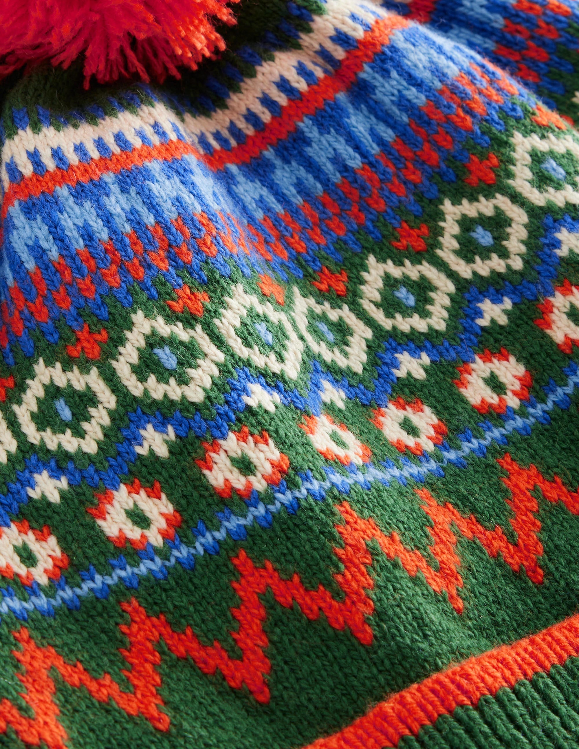 Fair Isle Knitted Beanie-Monster Green - Image 2