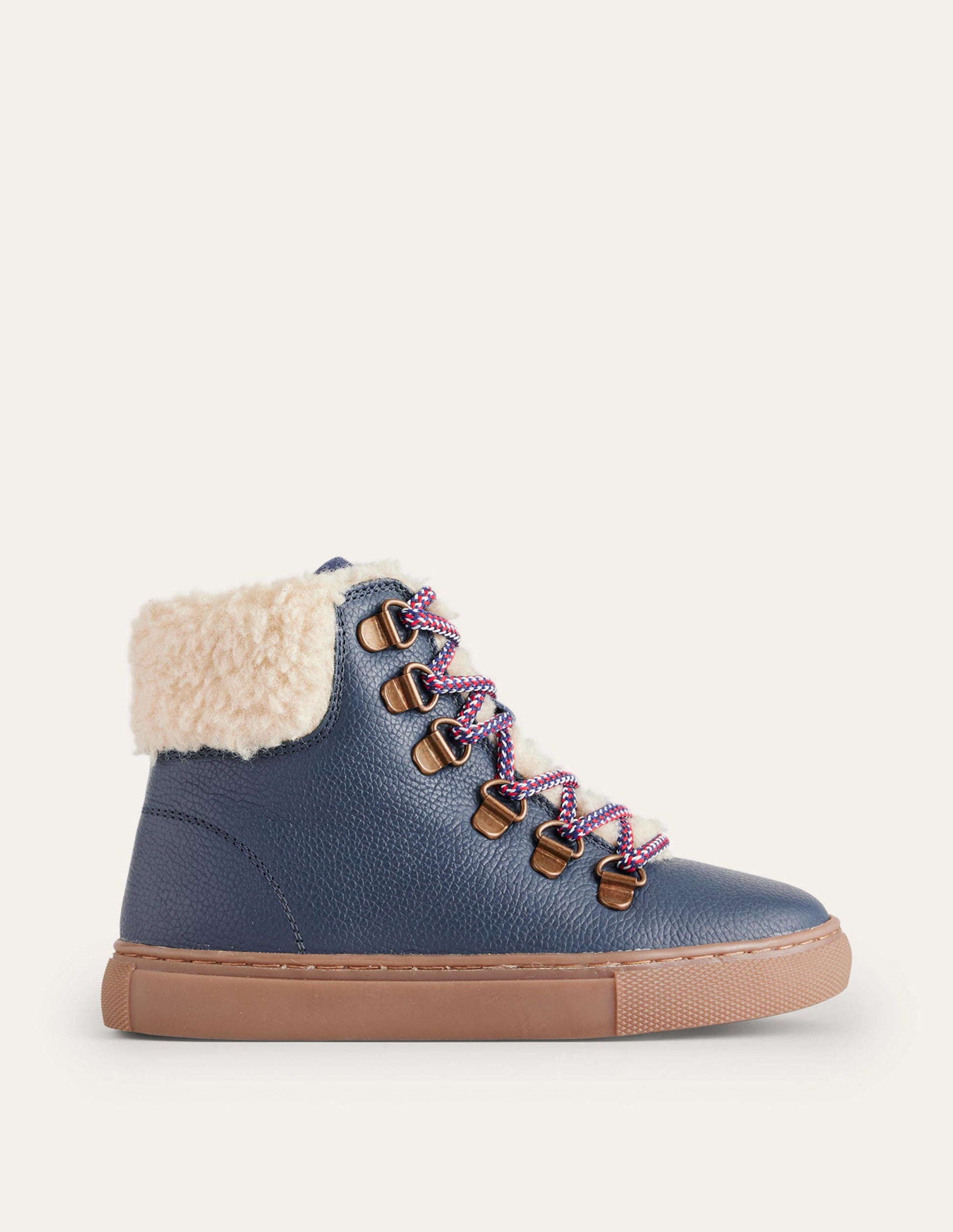 Cosy Leather Lace Up Boots-Navy Blue-1