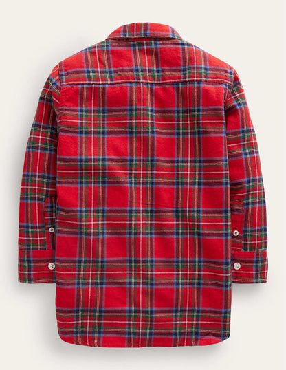 Brushed Flannel Shirt-Red / Blue Check