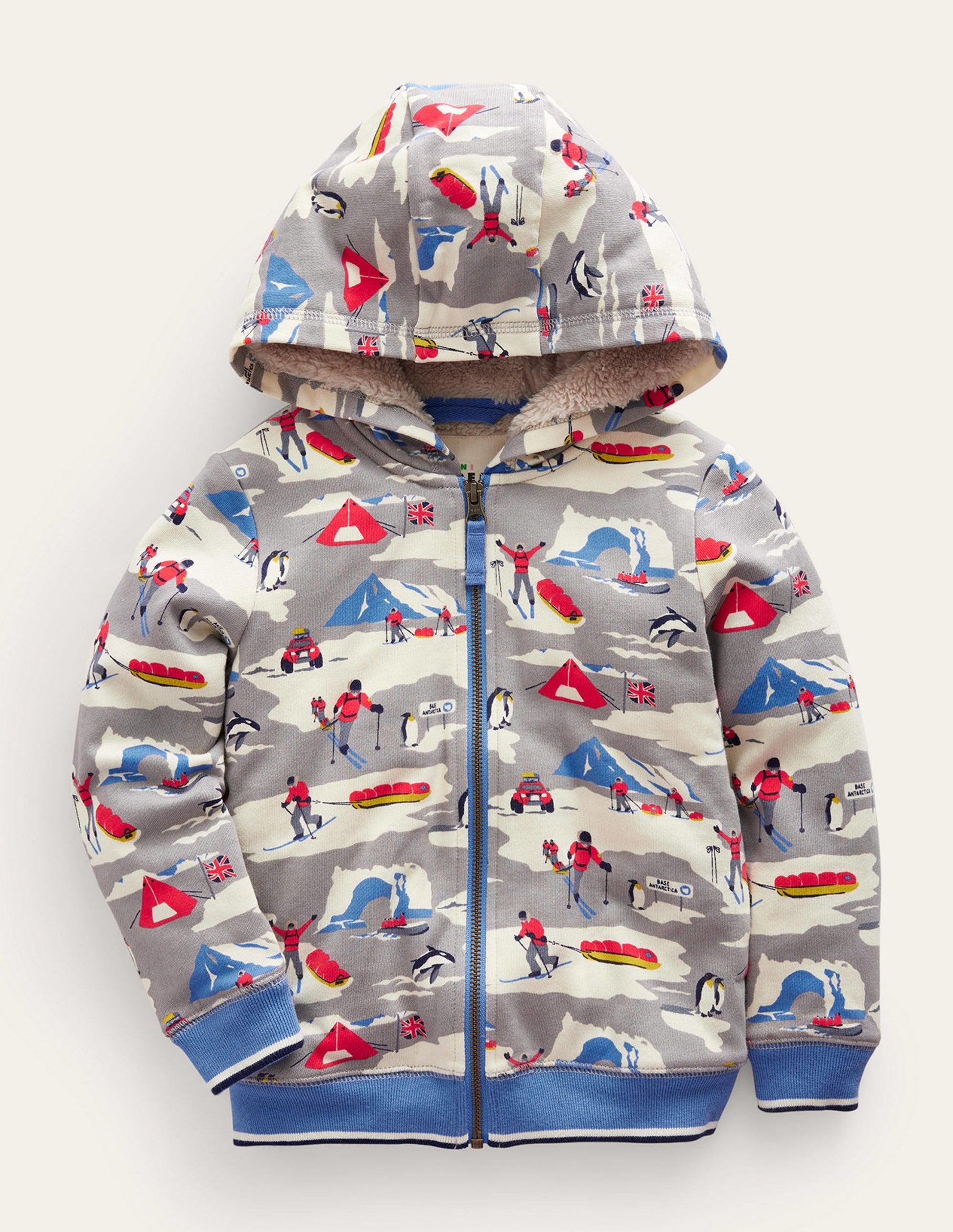 Shaggy-Lined Printed Hoodie-Grey Arctic Explorer-1