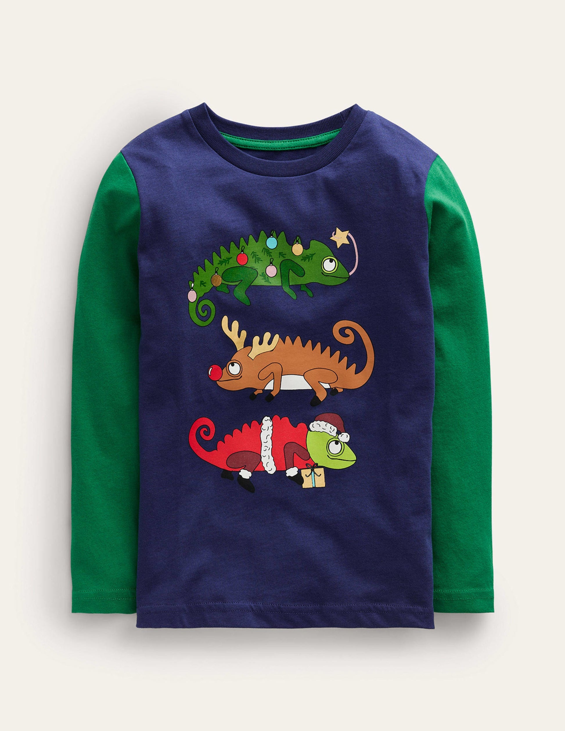 Novelty Printed T-shirt-College Navy/Deep Green-1
