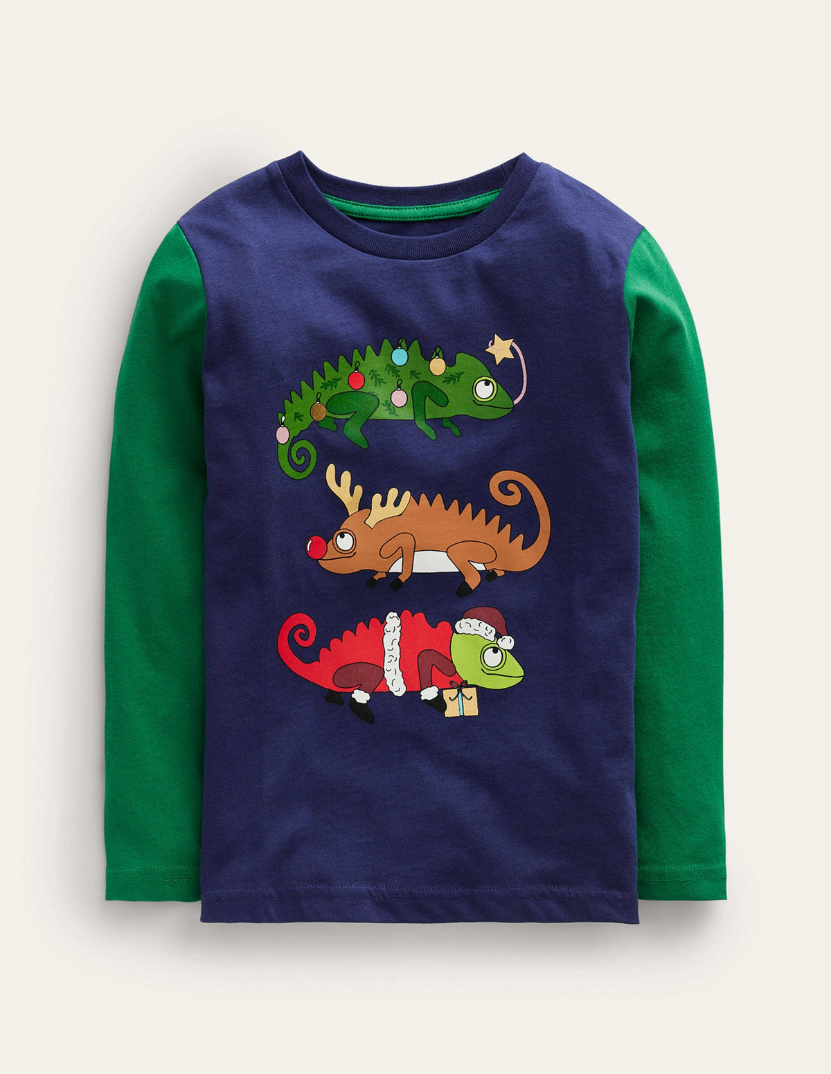 Novelty Printed T-shirt-College Navy/Deep Green - Image 1