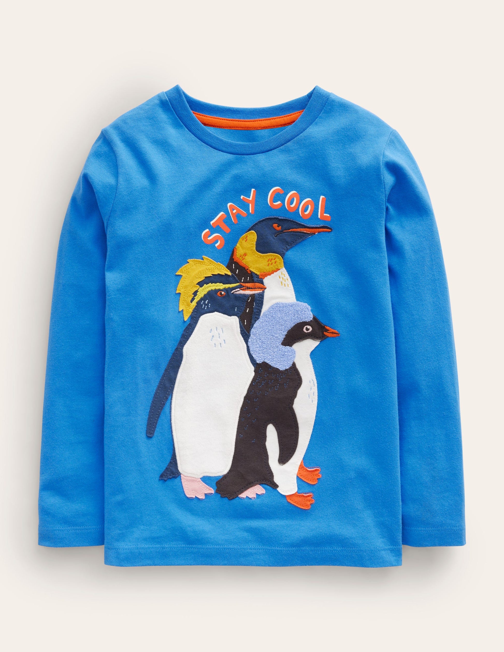 Penguin Appliqué T-shirt-Cabana Blue Penguin-1