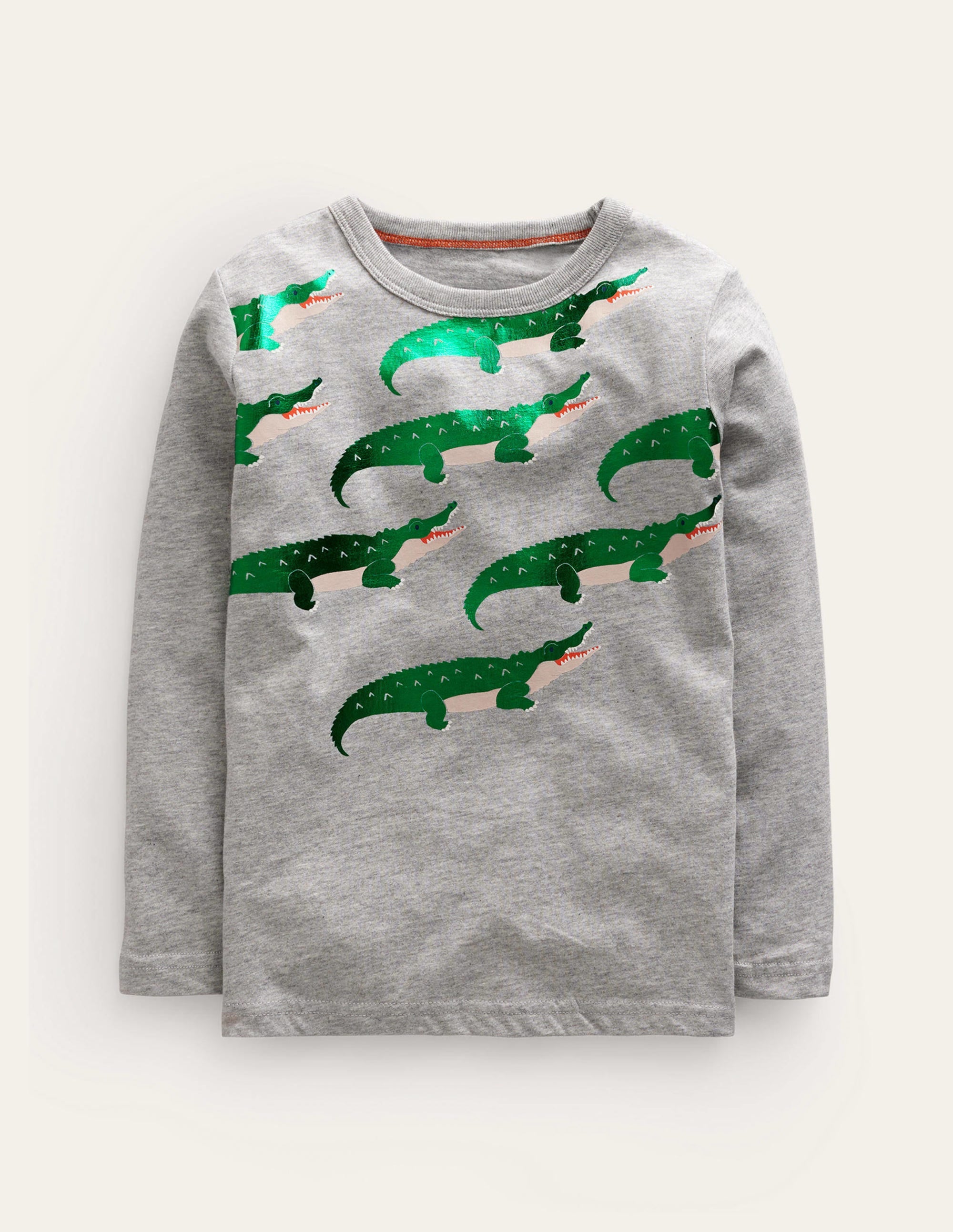 Foil printed T-shirt-Grey Marl Crocodile - Image 1