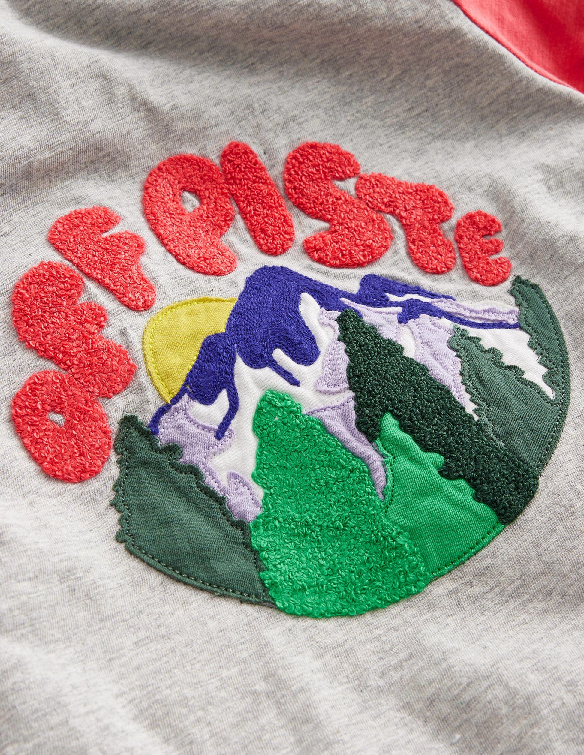 Off Piste Hooded T-shirt-Grey Marl/Red/Blue Mountain-3