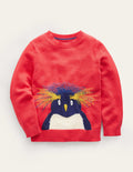 Fun Cosy Sweater-Jam Red Penguin