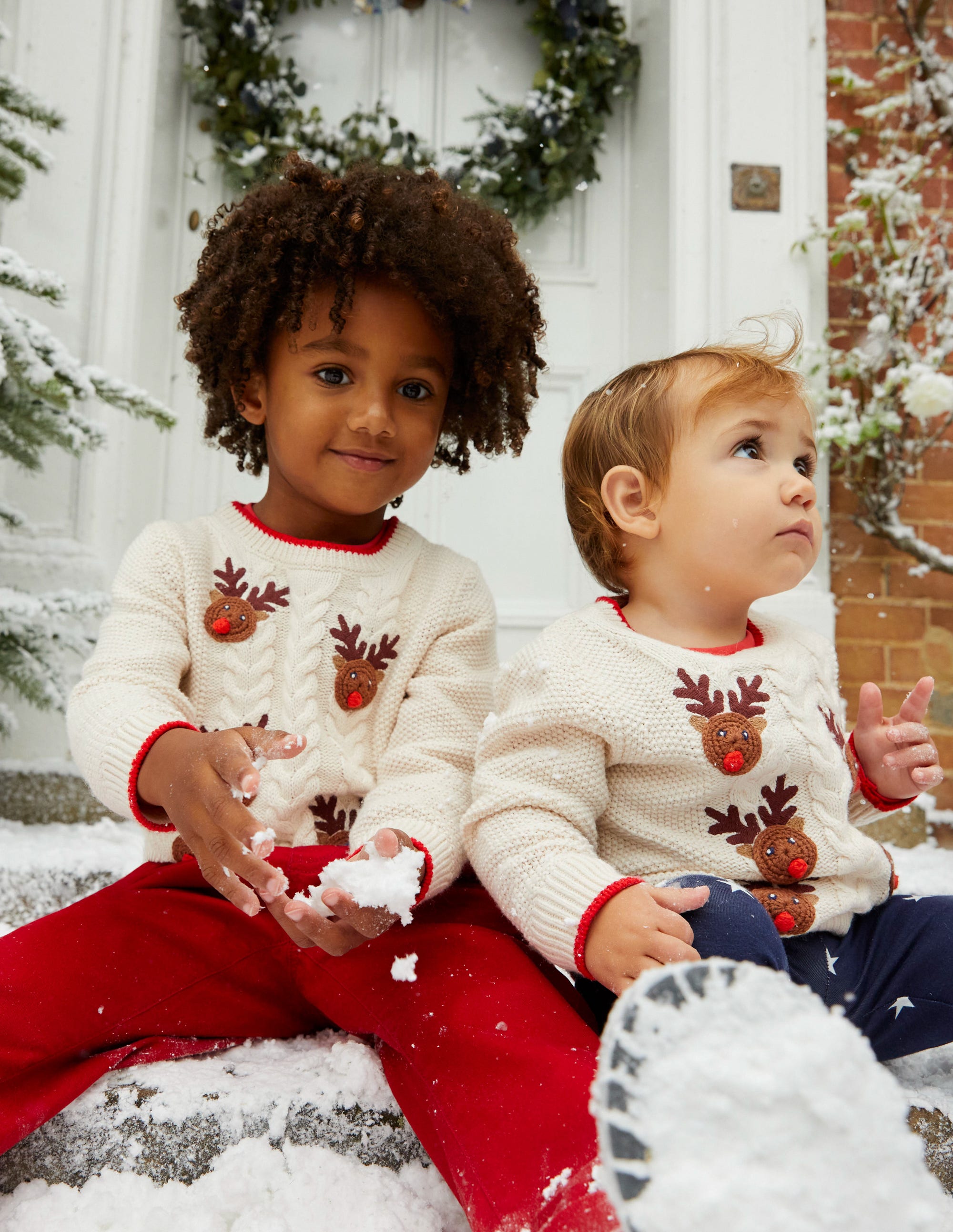 Rudolph Pom Pom Sweater-Ecru Marl - Image 4