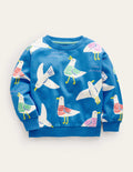 Supersoft Printed Sweatshirt-Greek Blue Seagulls