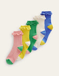 Ribbed Frilly Socks 5 Pack-Multi Pastel