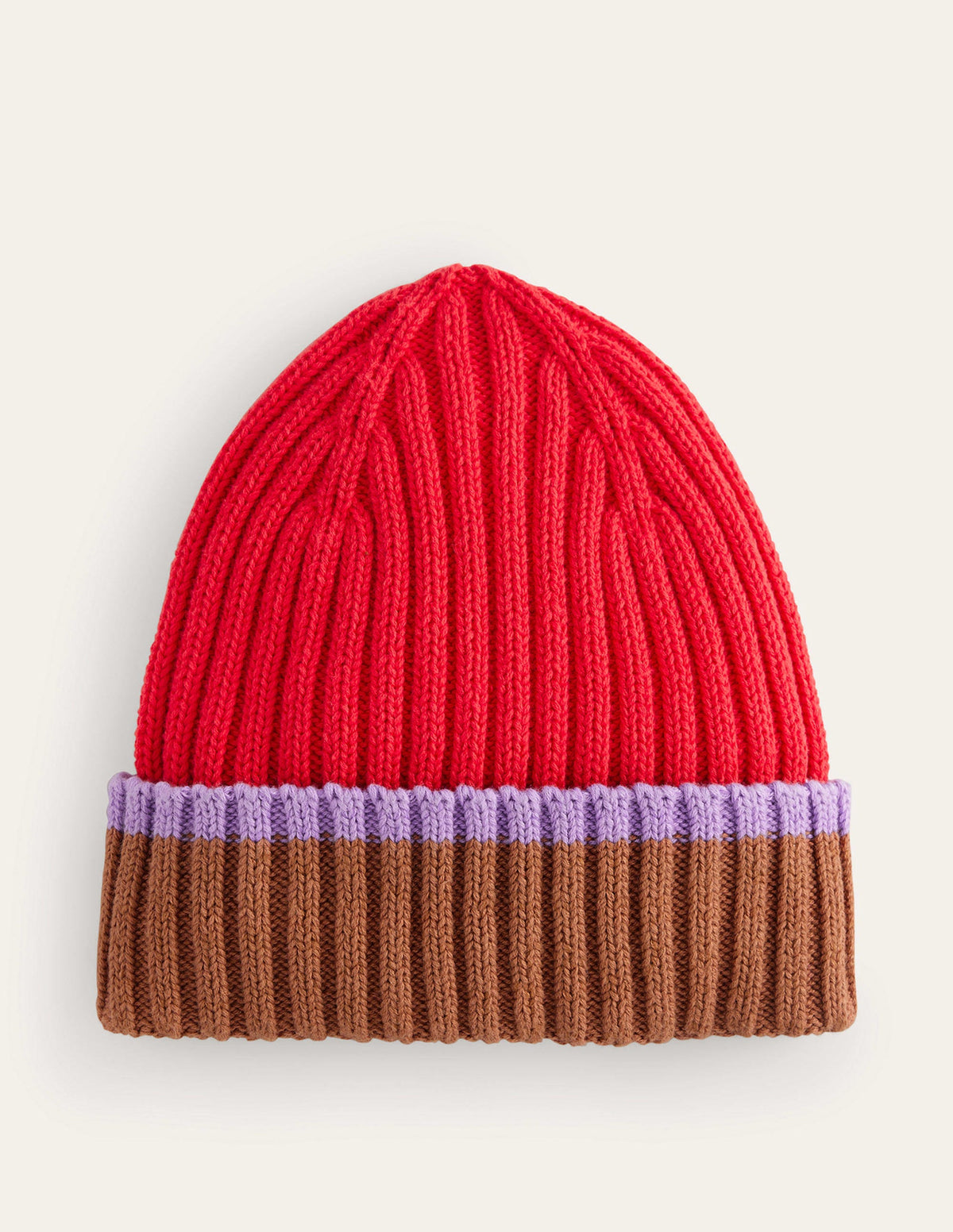 Colour Block Beanie-Jam Red - Image 1