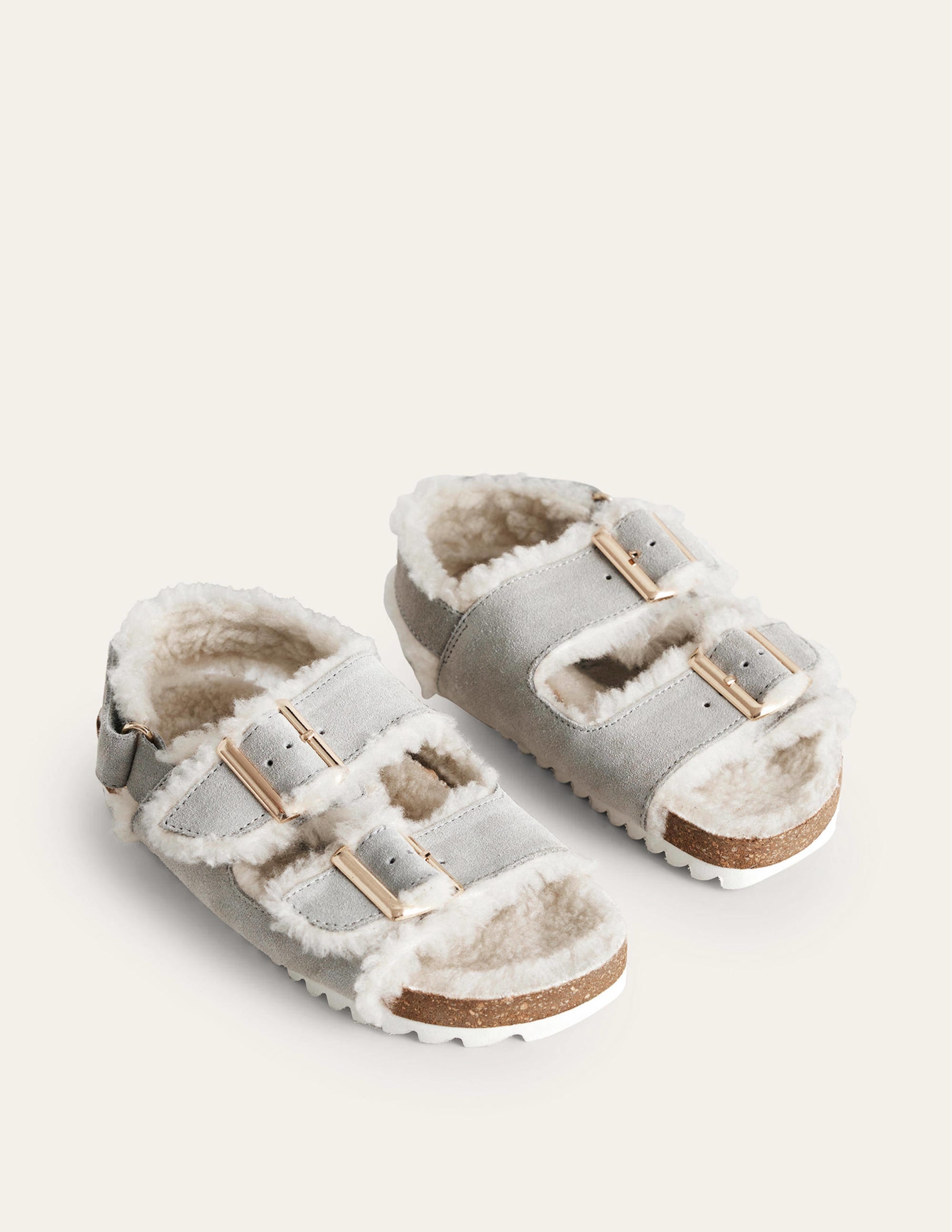 Cosy Suede Buckle Sandals-Taupe - Image 2