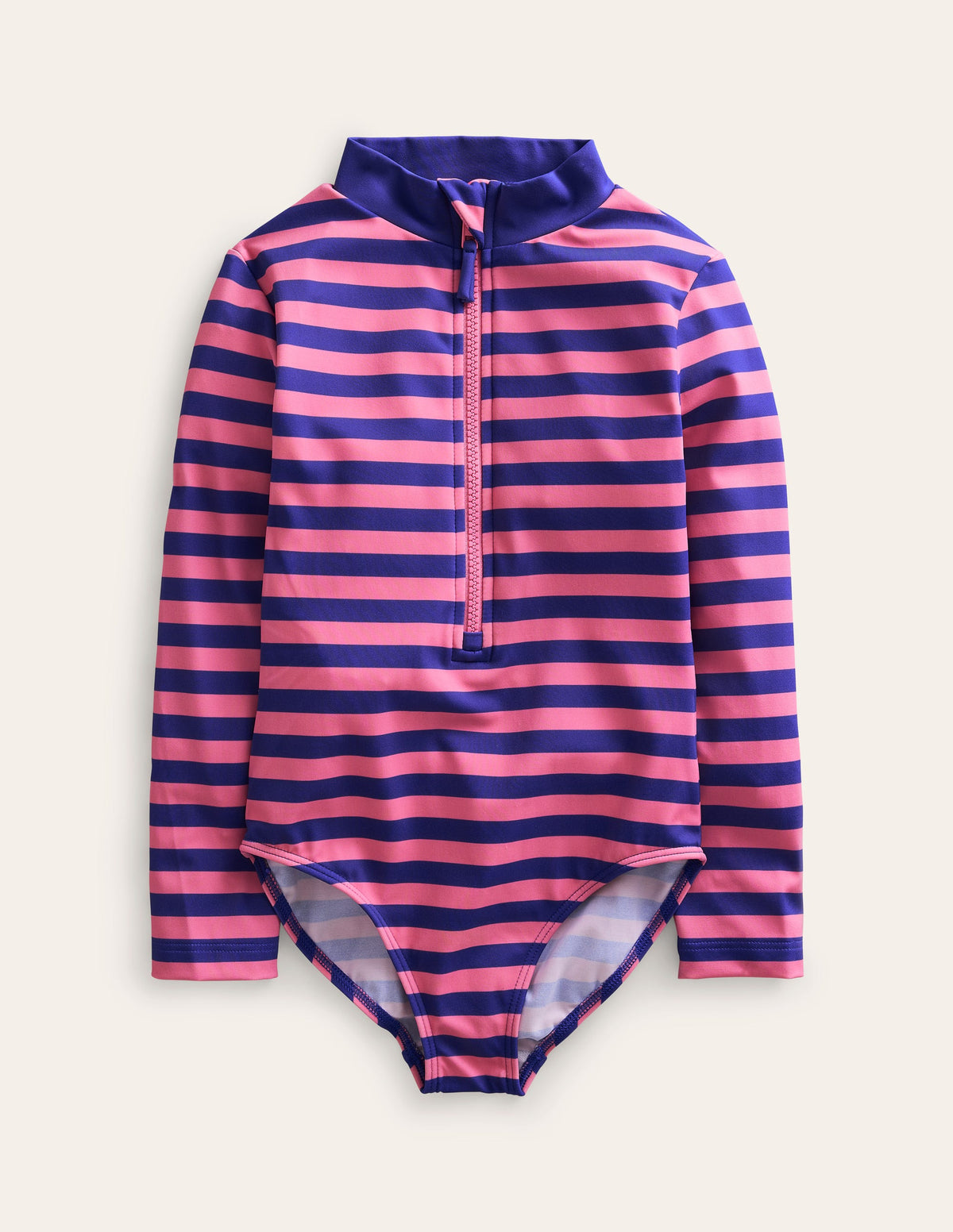 Long-sleeved Swimsuit-Azelea and Bluing Stripe - Image 1