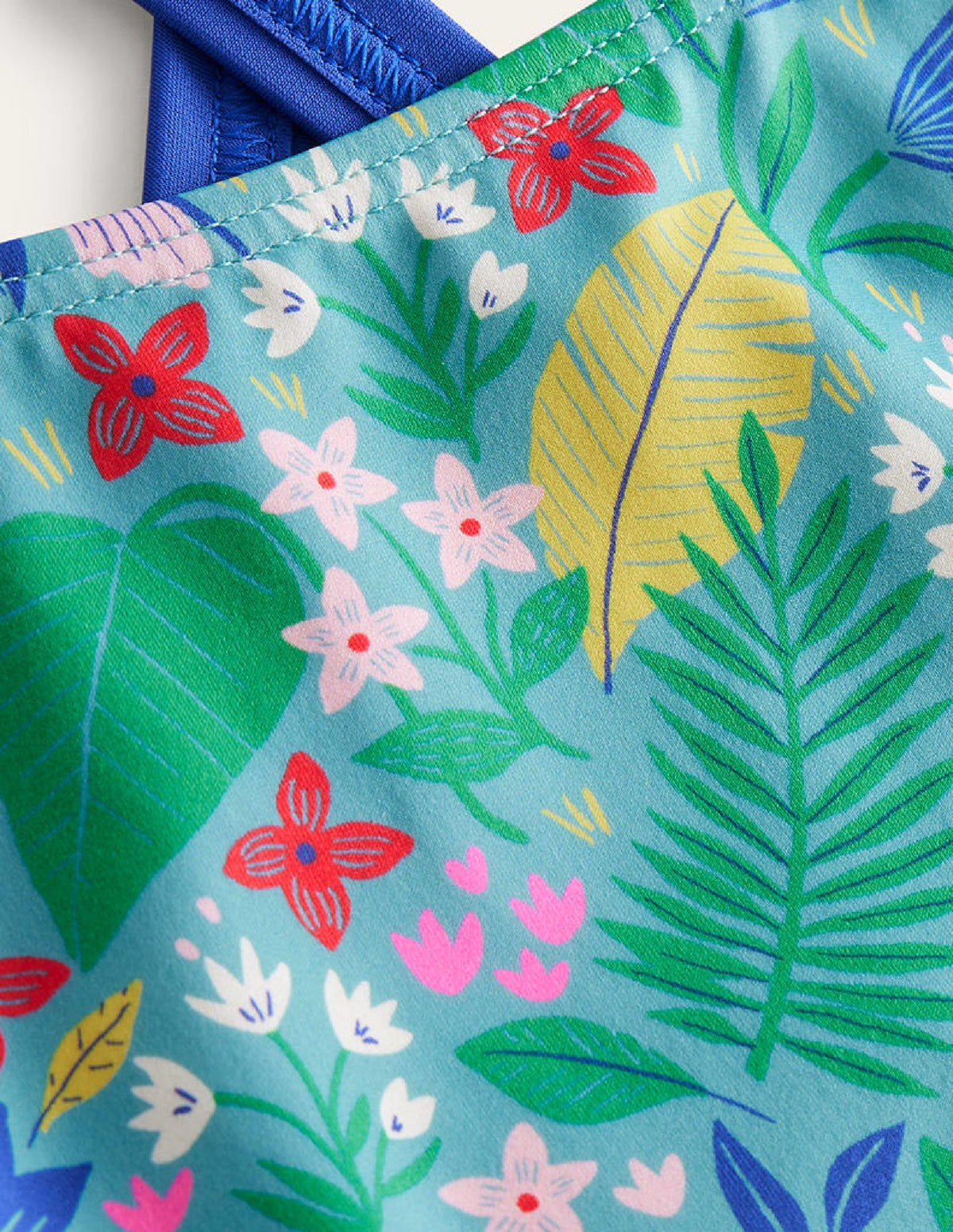 Cross-back Printed Swimsuit-Multi Parrot Vine - Image 3