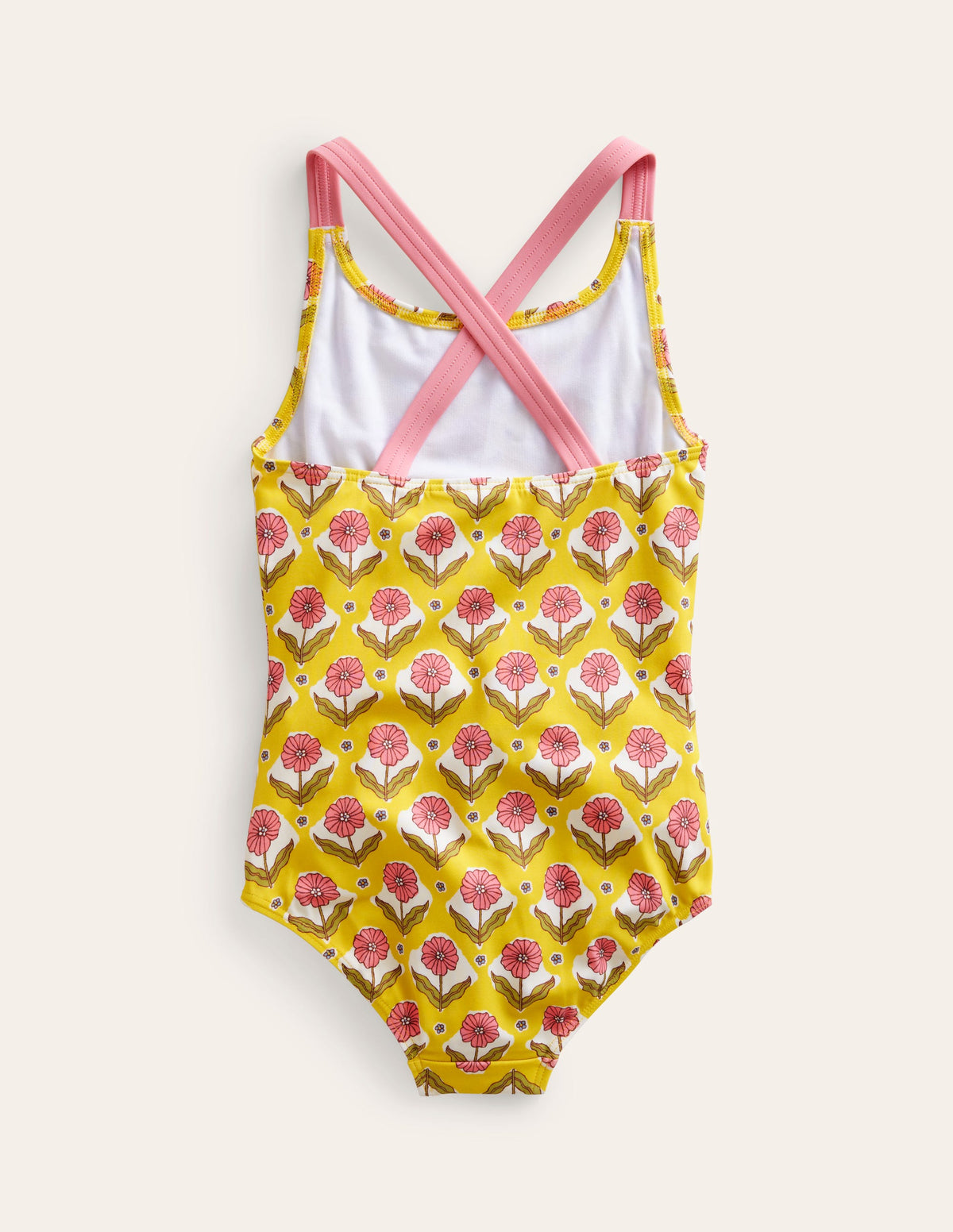 Cross-back Printed Swimsuit-Sweetcorn Woodblock Flower - Image 2