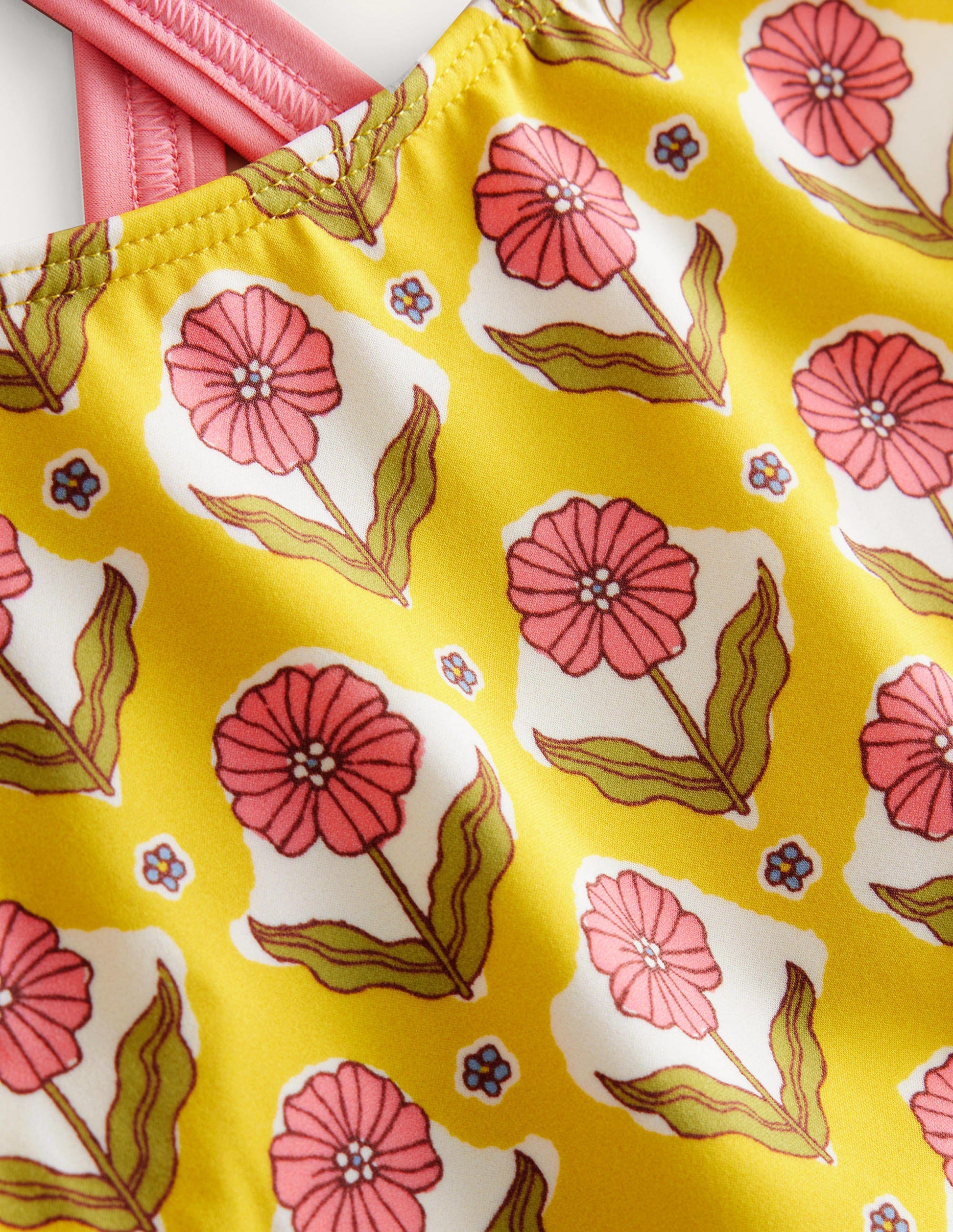 Cross-back Printed Swimsuit-Sweetcorn Woodblock Flower-3