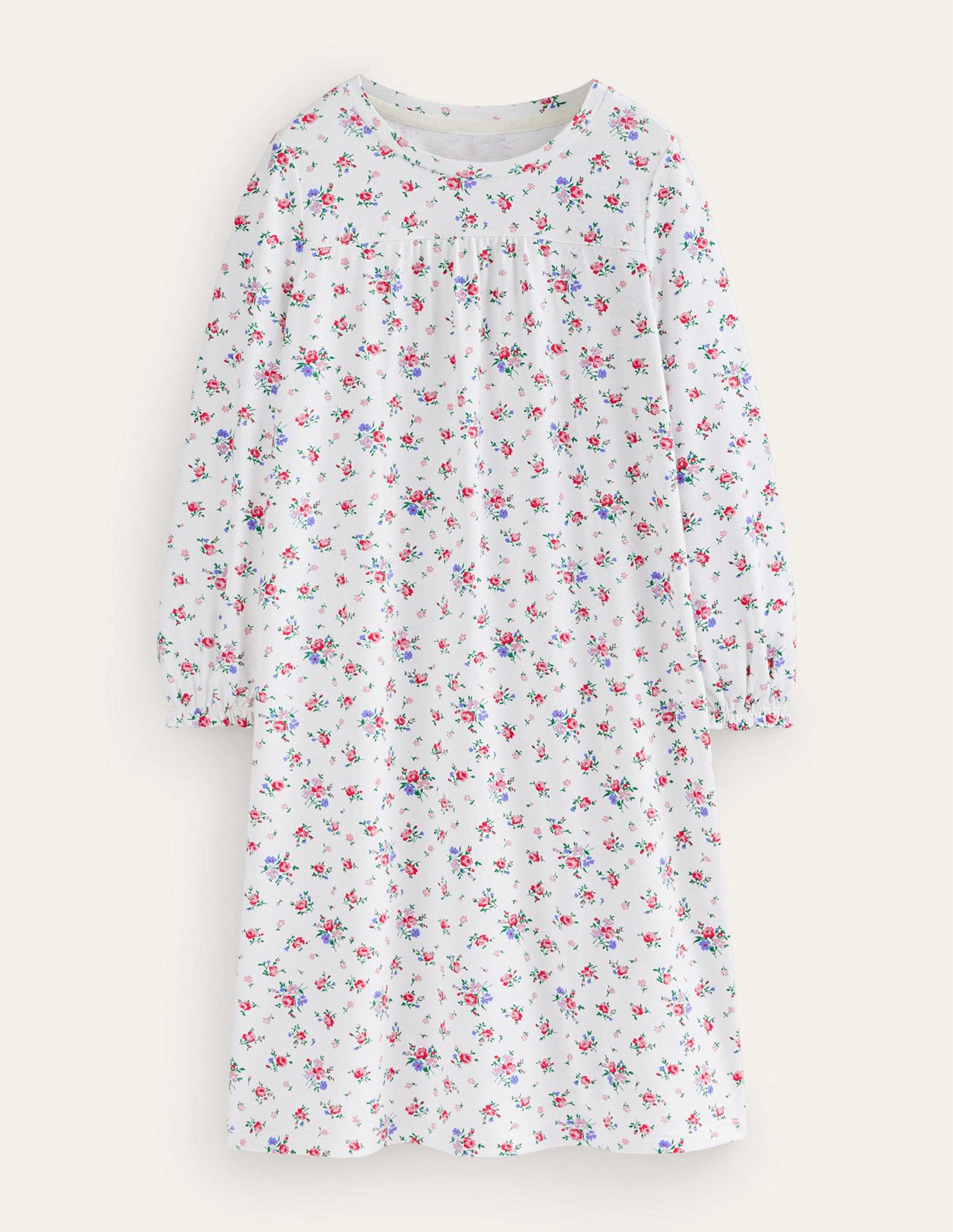 Printed Long-sleeved Nightie-Ivory Bouquet-1