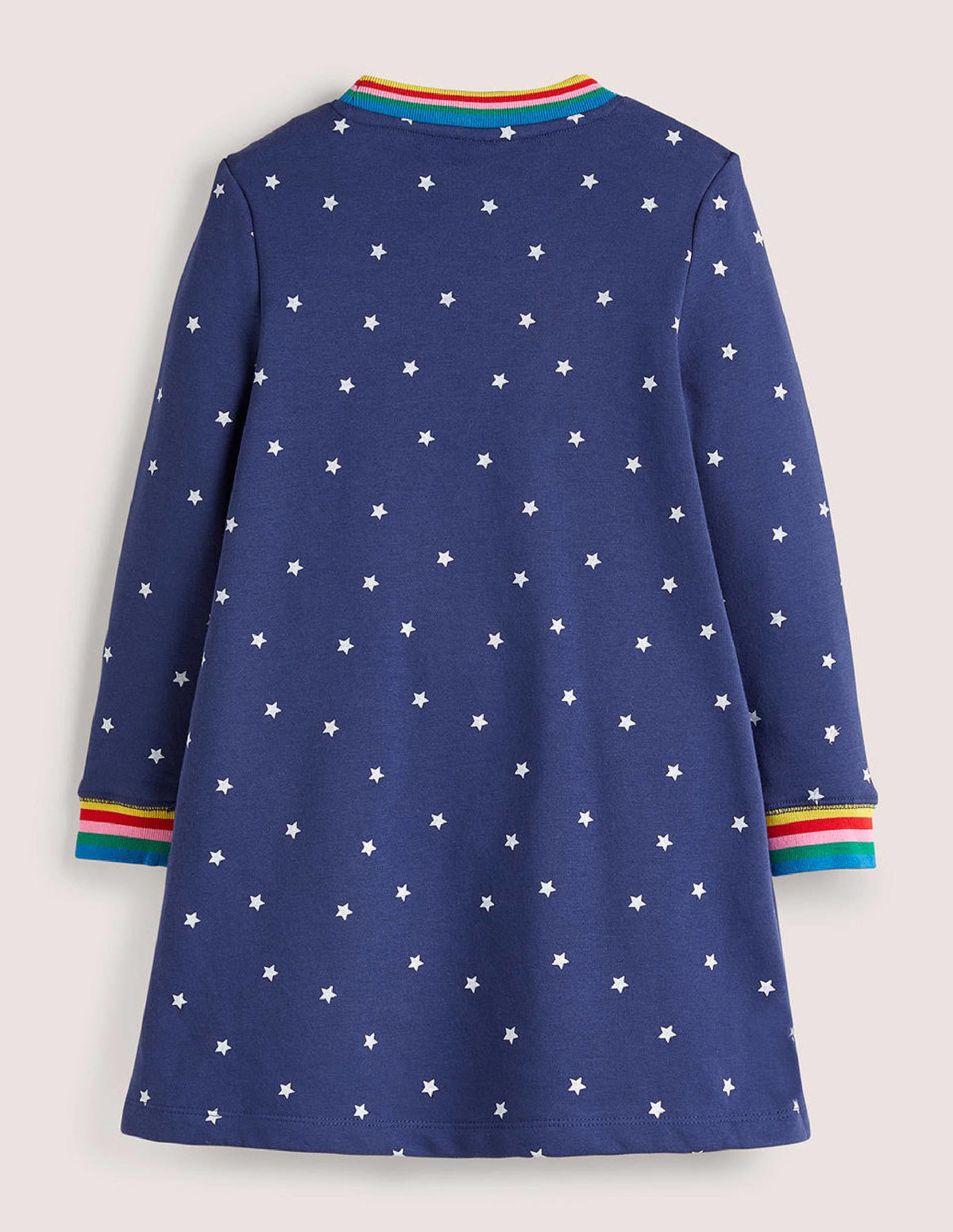 Navy Stars Halloween Sweatshirt Dress-Blue Star Halloween Animals - Image 2
