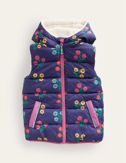 Borg Mix Reversible Gilet-College Navy Flower-1