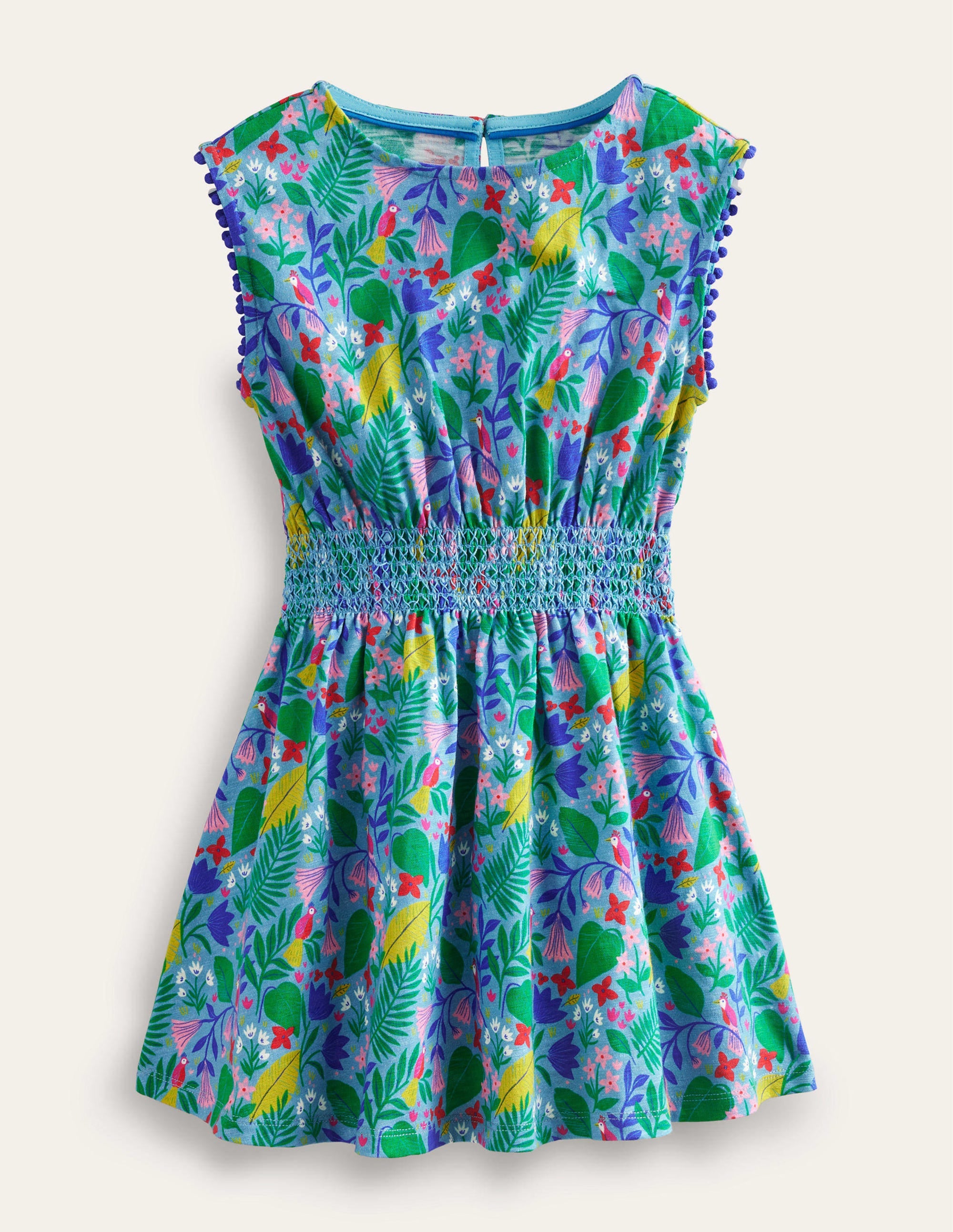 Vacation Printed Cotton Dress-Multi Parrot Vine - Image 1