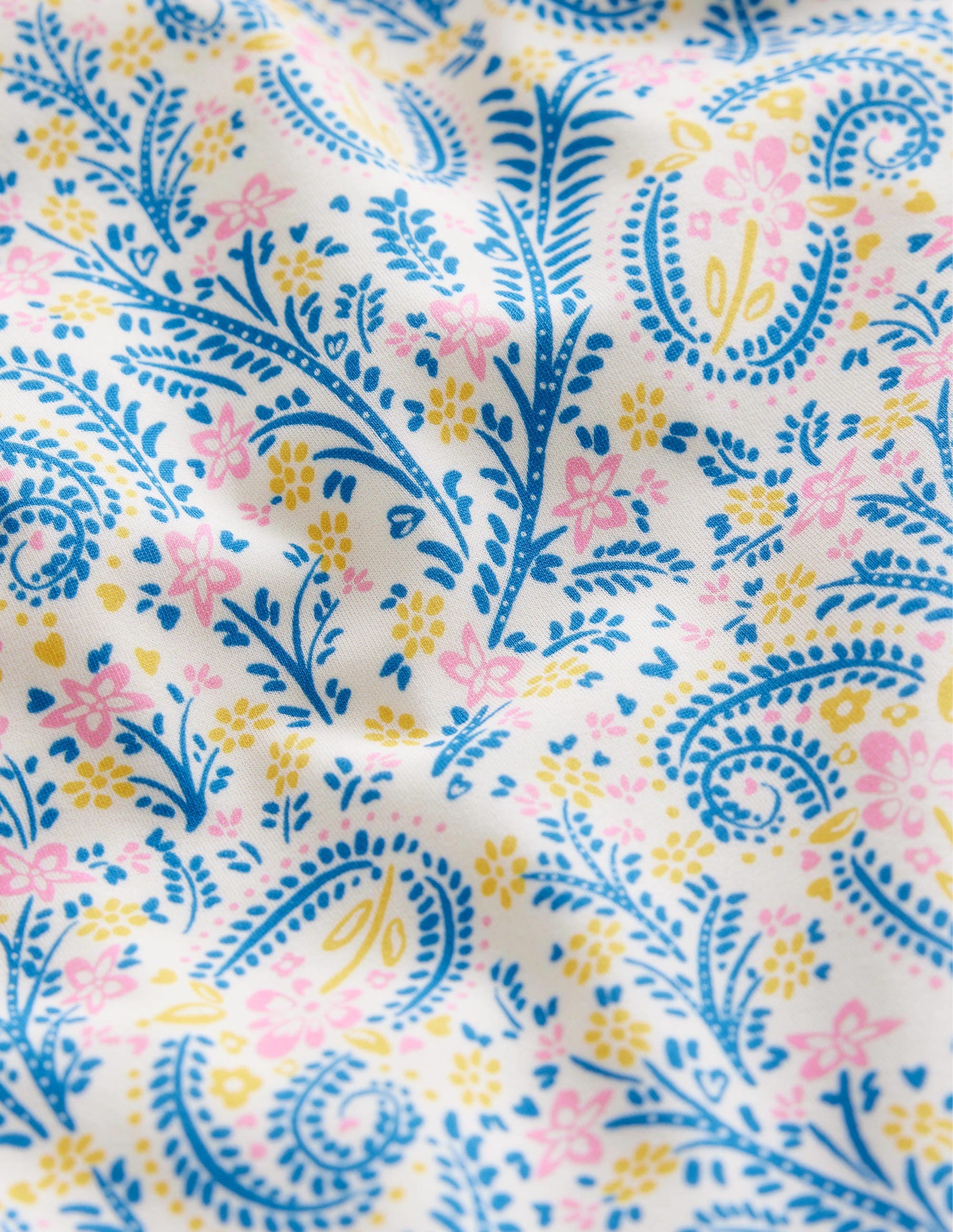 Printed Puff-sleeved Swimsuit-Ivory Paisley - Image 3