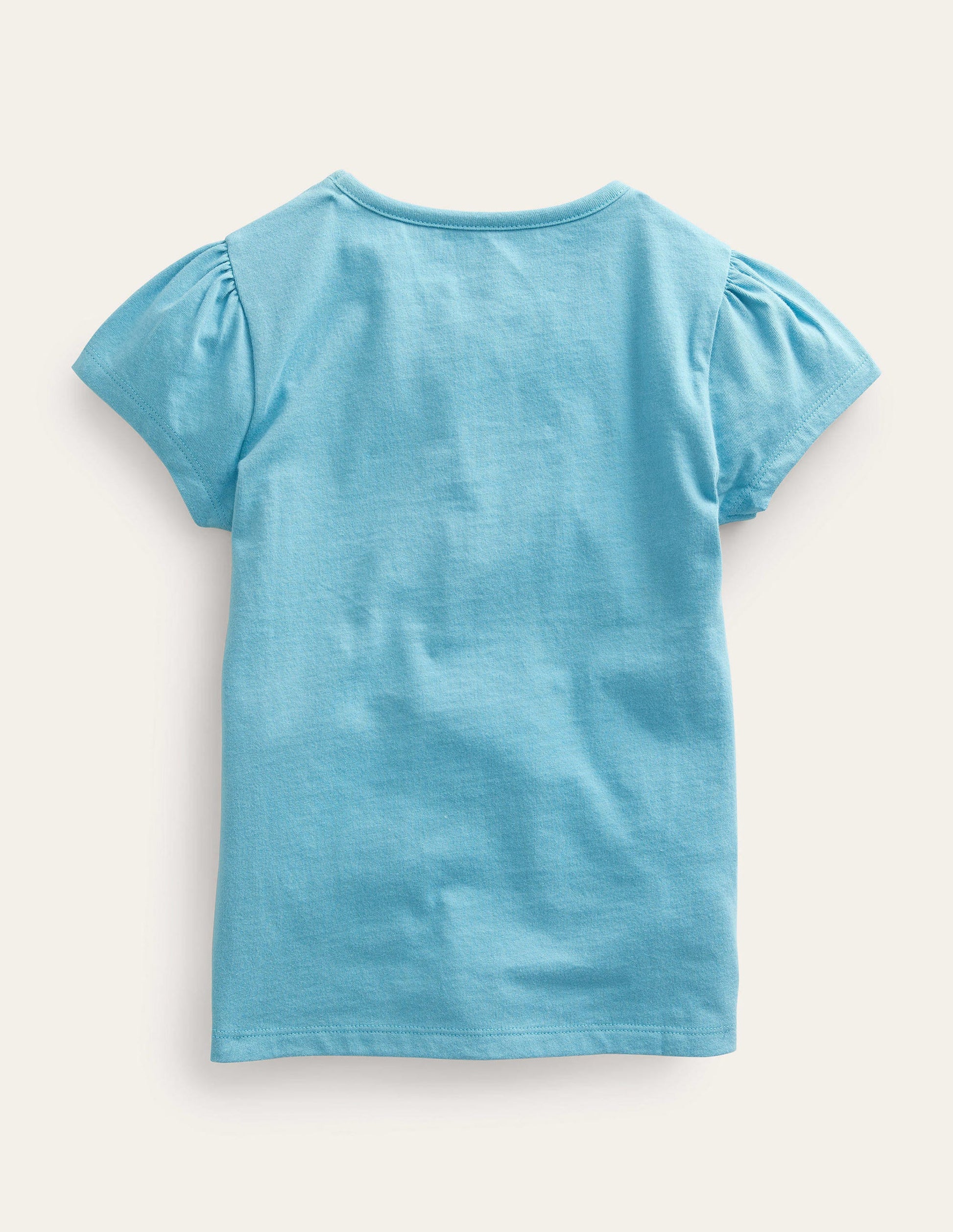Puff Sleeve Appliqué T-shirt-Delphinium Blue Giraffe-2