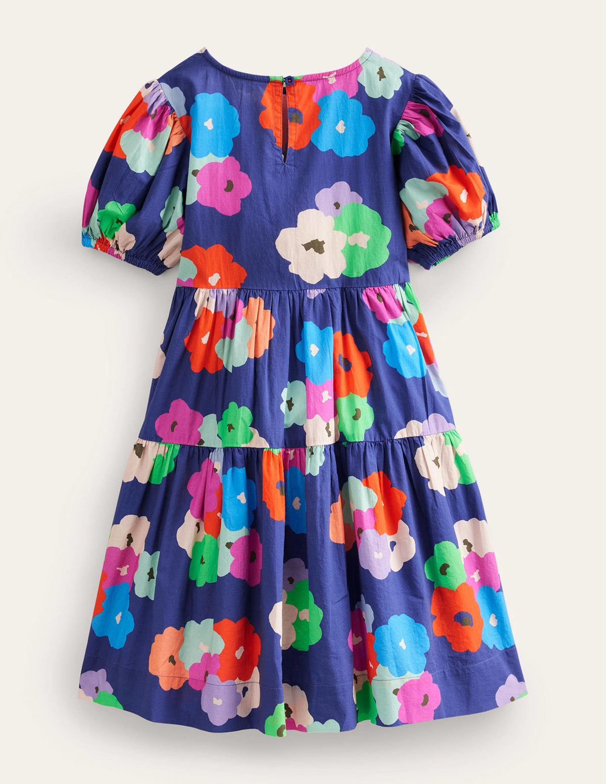 Tiered Printed Cotton Dress-Navy Painterly Floral - Image 2