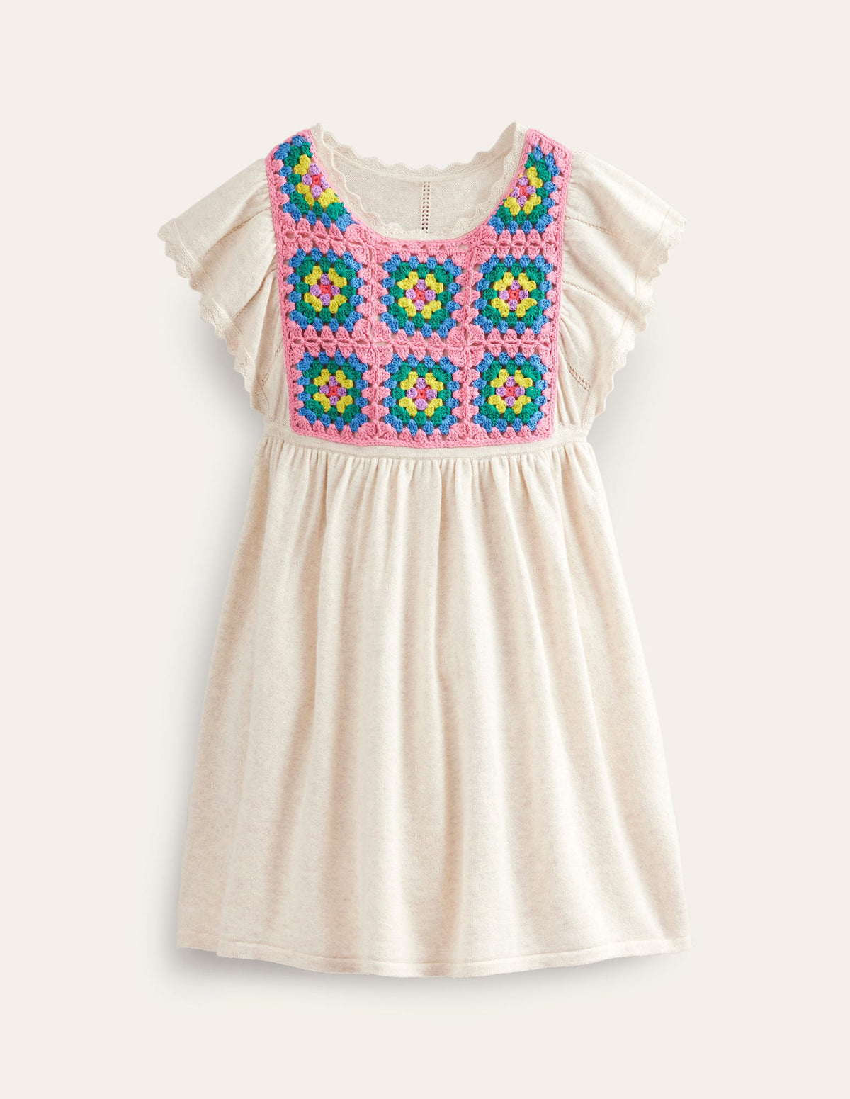Textured Crochet Dress-Ecru Marl-1