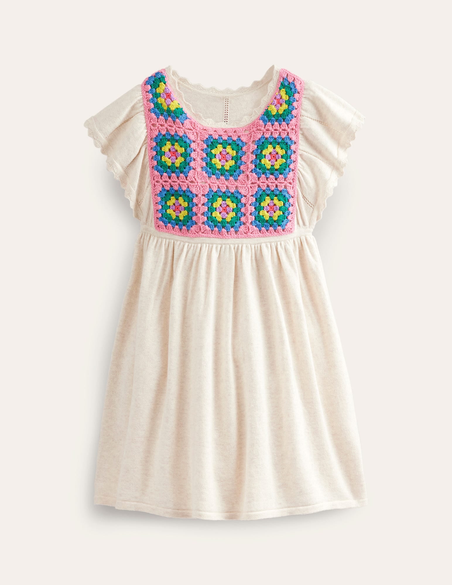 Textured Crochet Dress-Ecru Marl - Image 1