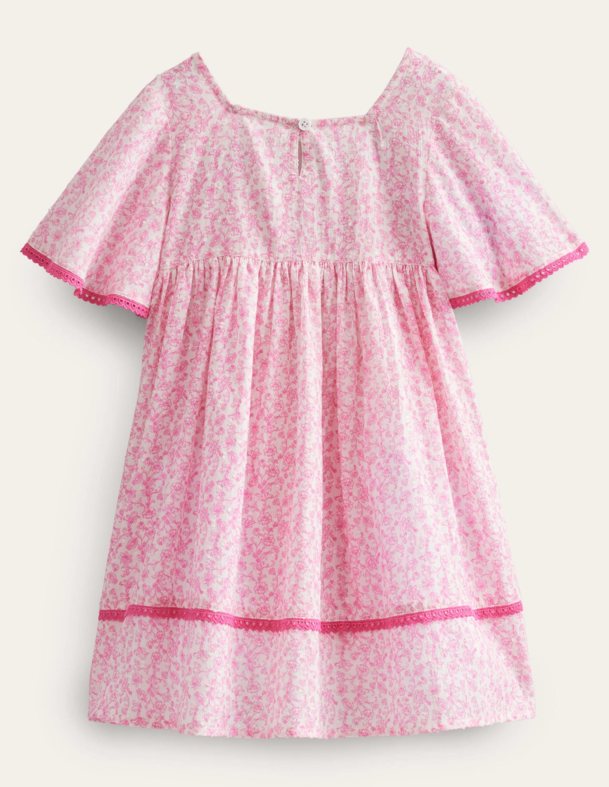 Embroidered Floaty Dress-Festival Pink Summer Vine - Image 2
