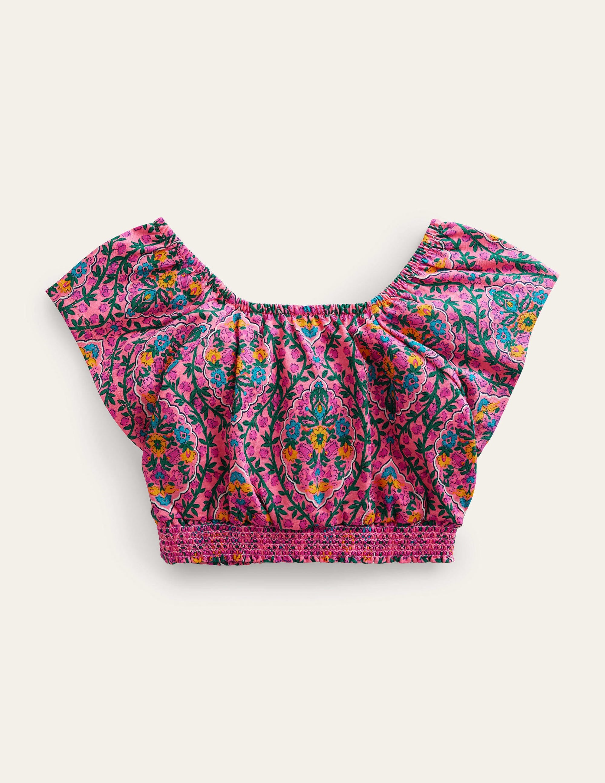 Square Neck Crop Top-Azalea Woodblock Vine - Image 2