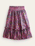 Printed Jersey Midi Skirt-Azalea Woodblock Vine