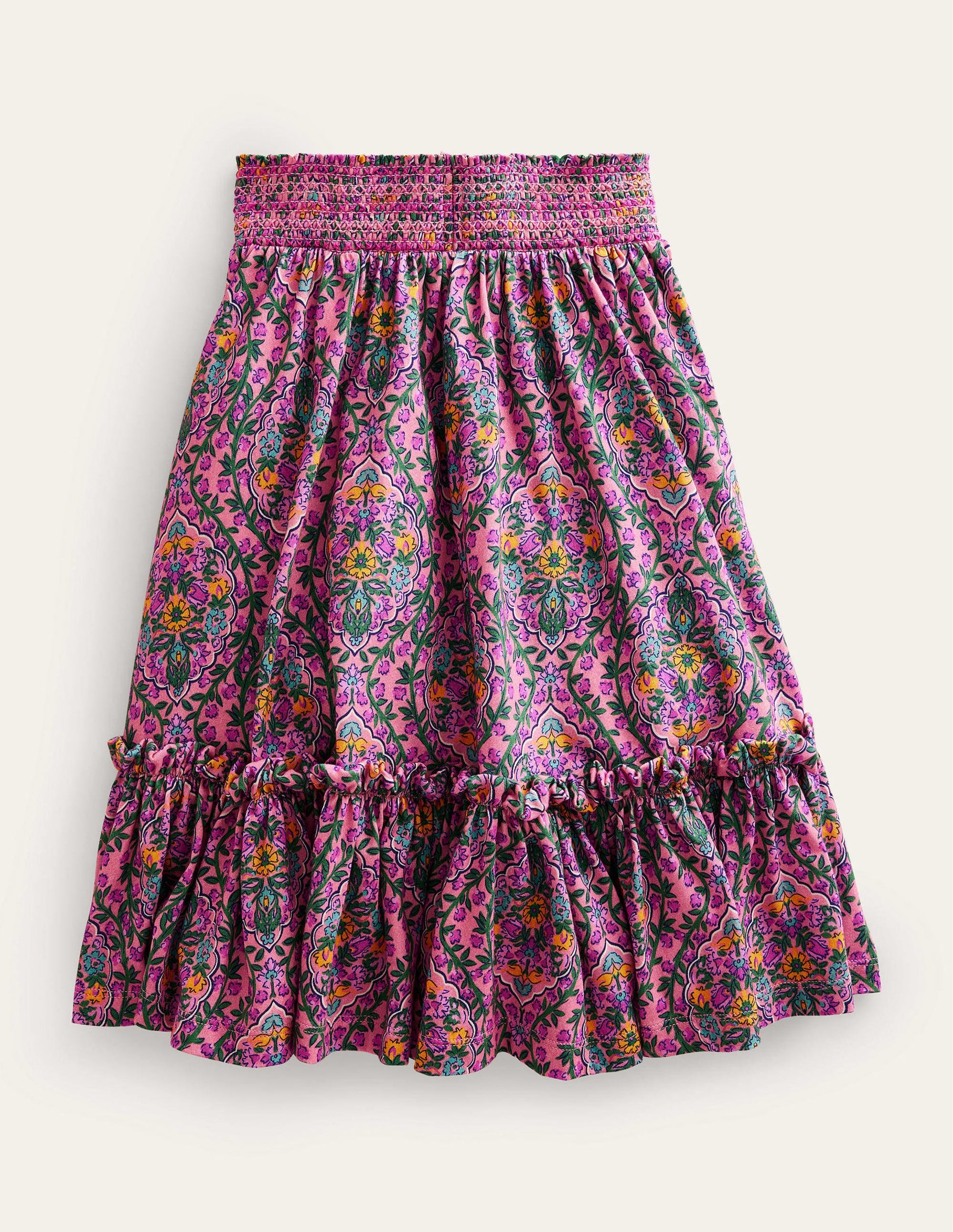 Printed Jersey Midi Skirt-Azalea Woodblock Vine-2
