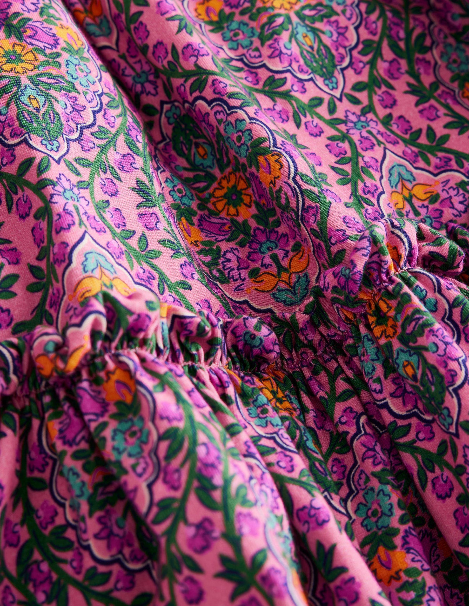 Printed Jersey Midi Skirt-Azalea Woodblock Vine-3