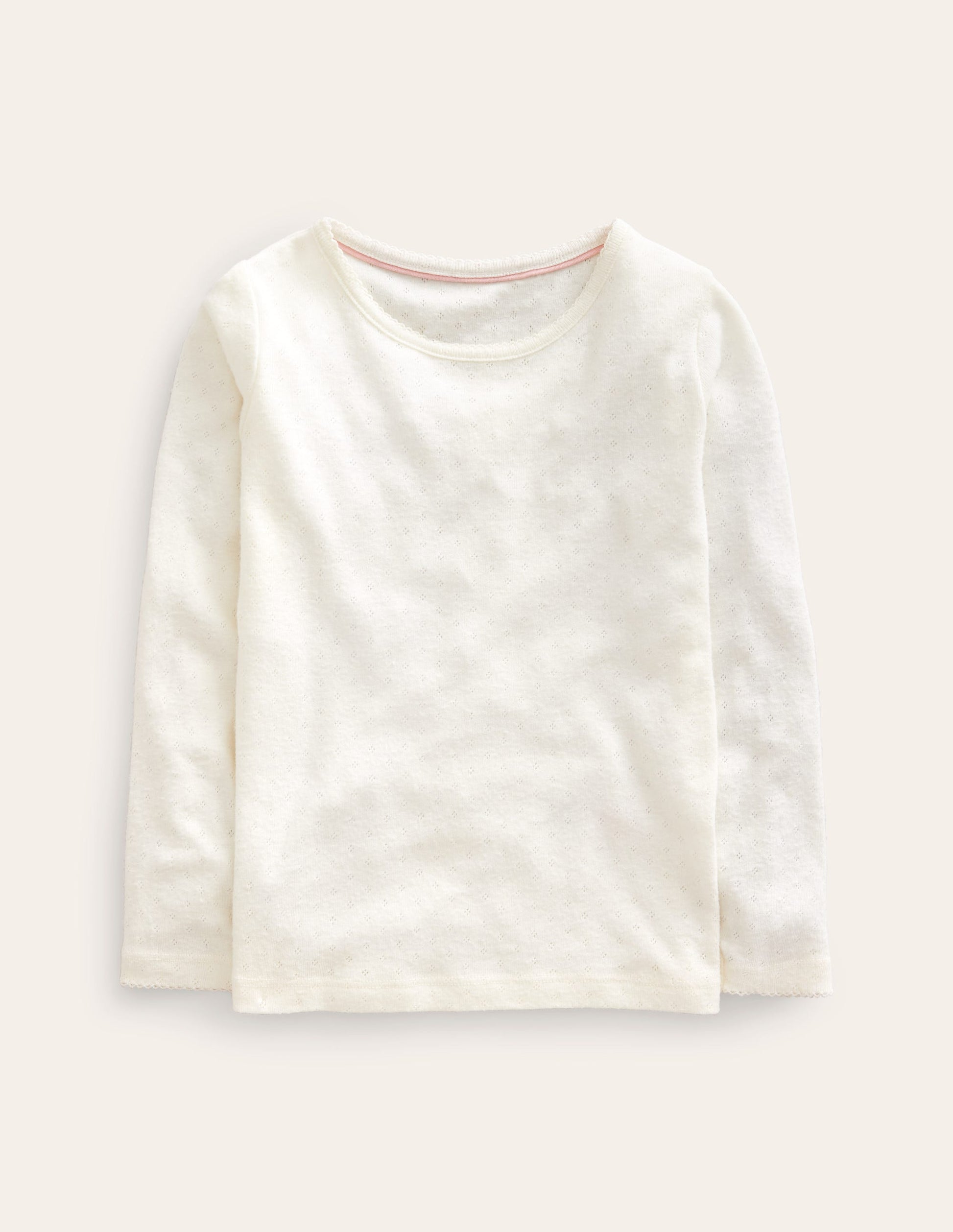 Long Sleeve Pointelle Top-Ivory-1