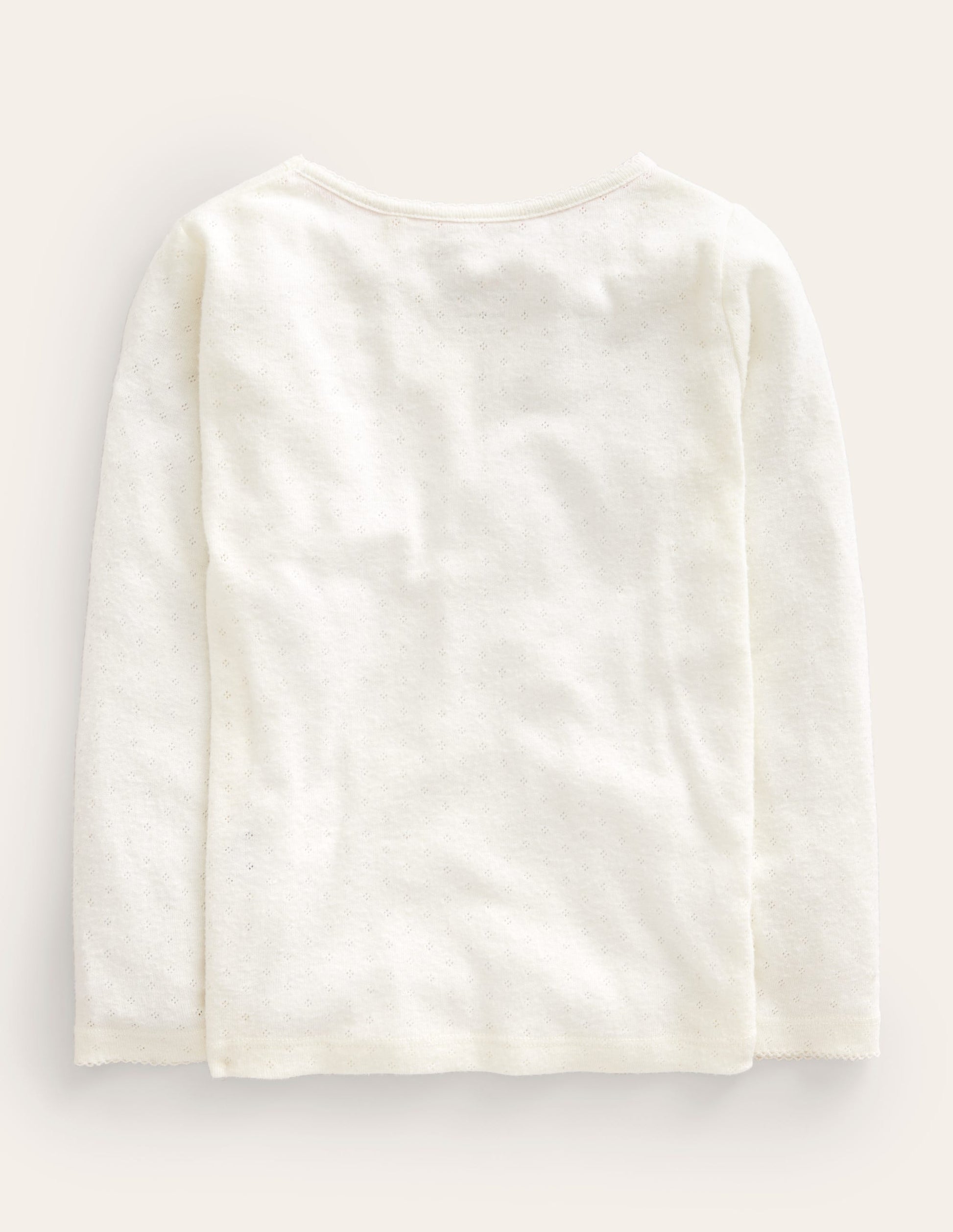 Long Sleeve Pointelle Top-Ivory-2