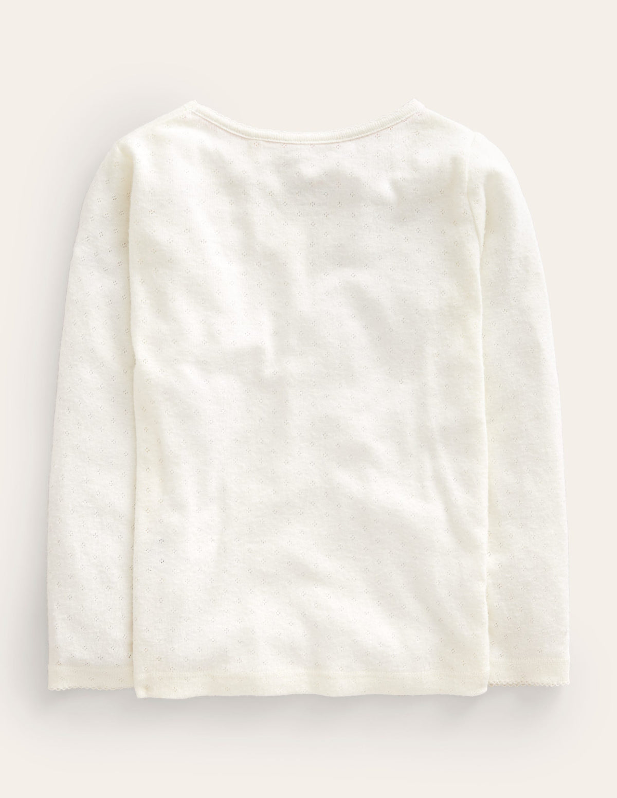 Long Sleeve Pointelle Top-Ivory - Image 2