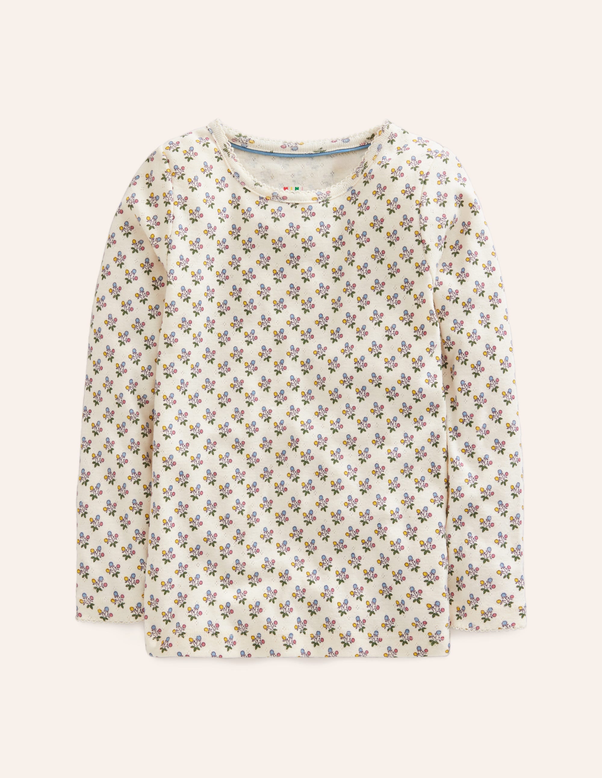 Long Sleeve Pointelle Top-Multi LIttle Stars - Image 1