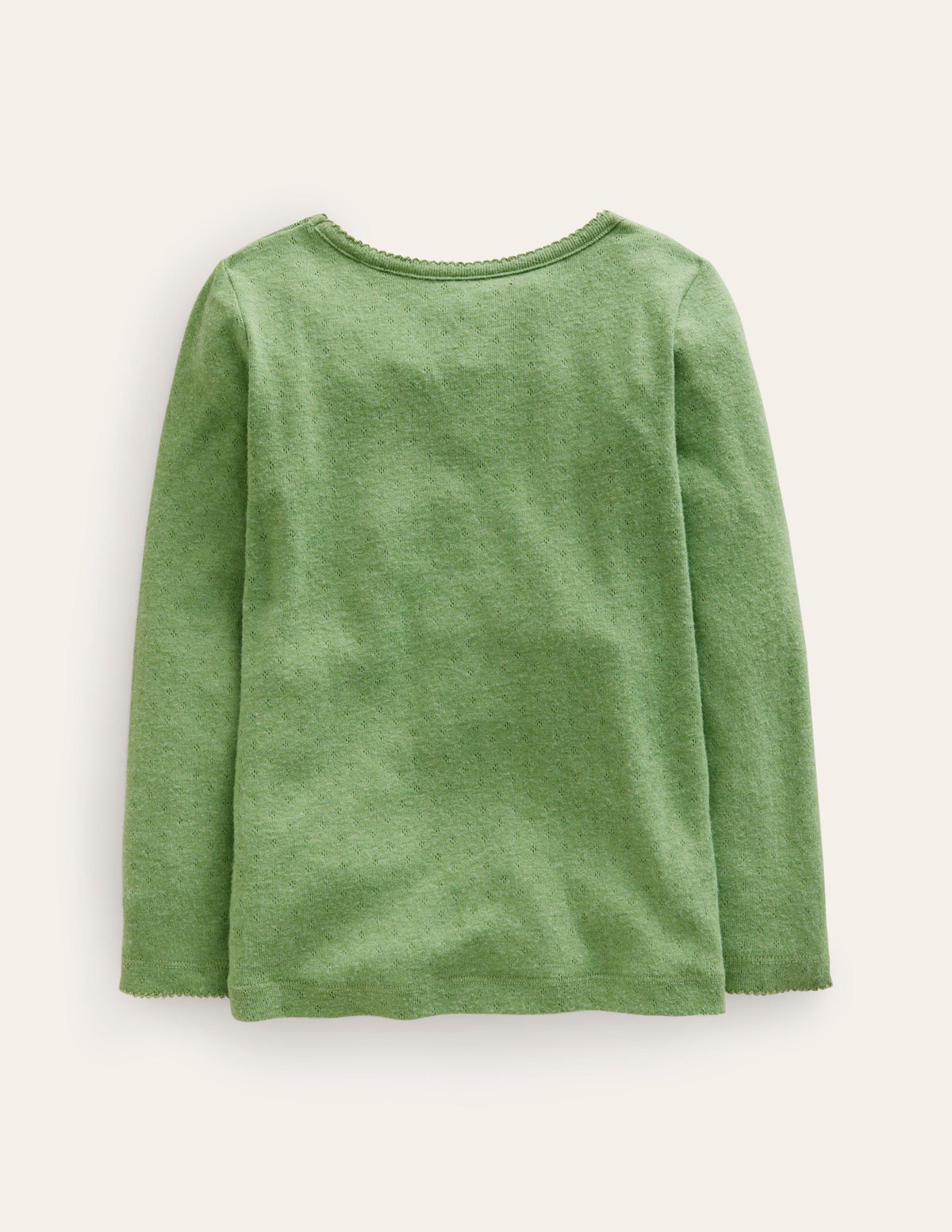 Long Sleeve Pointelle Top-English Ivy Green-2
