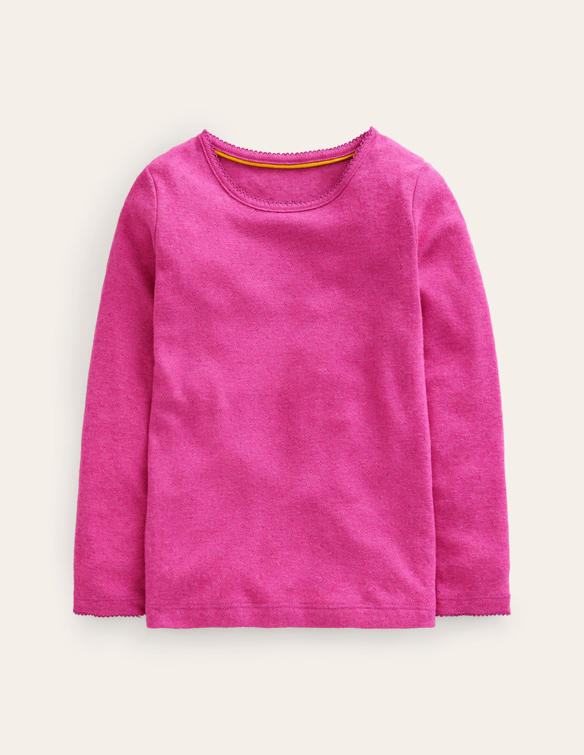 Long Sleeve Pointelle Top-Phlox Pink - Image 1