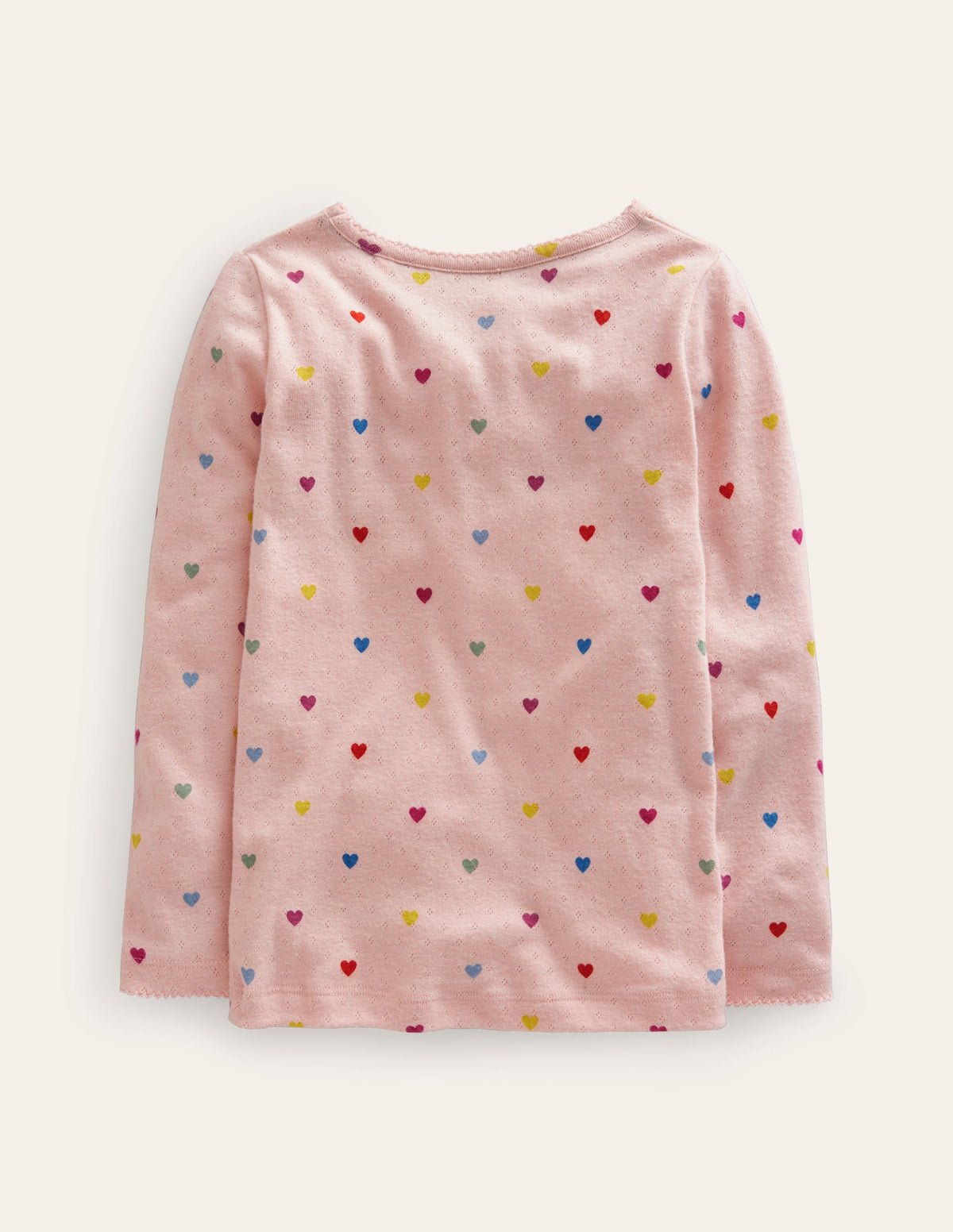 Long Sleeve Pointelle Top-Provence Pink Hearts - Image 2