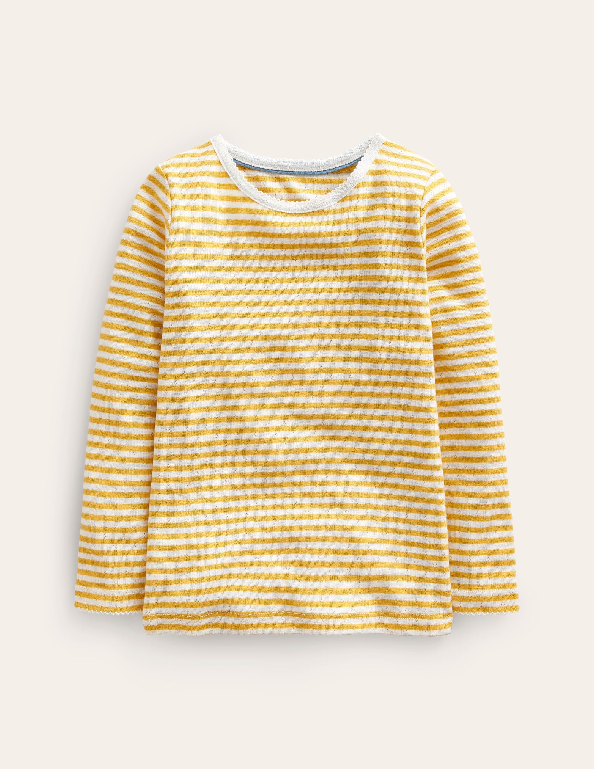 Long Sleeve Pointelle Top-Honeycomb/Ivory - Image 1