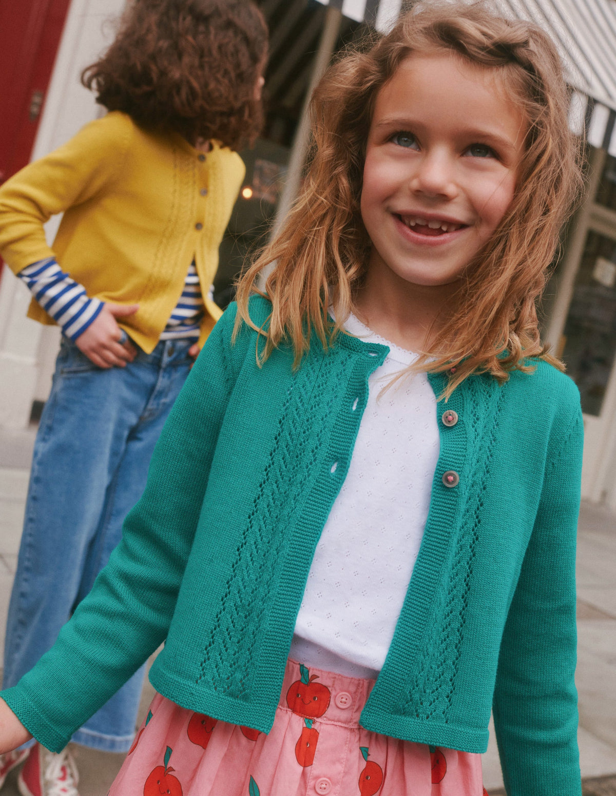 Pointelle Cotton Cardigan-Deep Green - Image 4