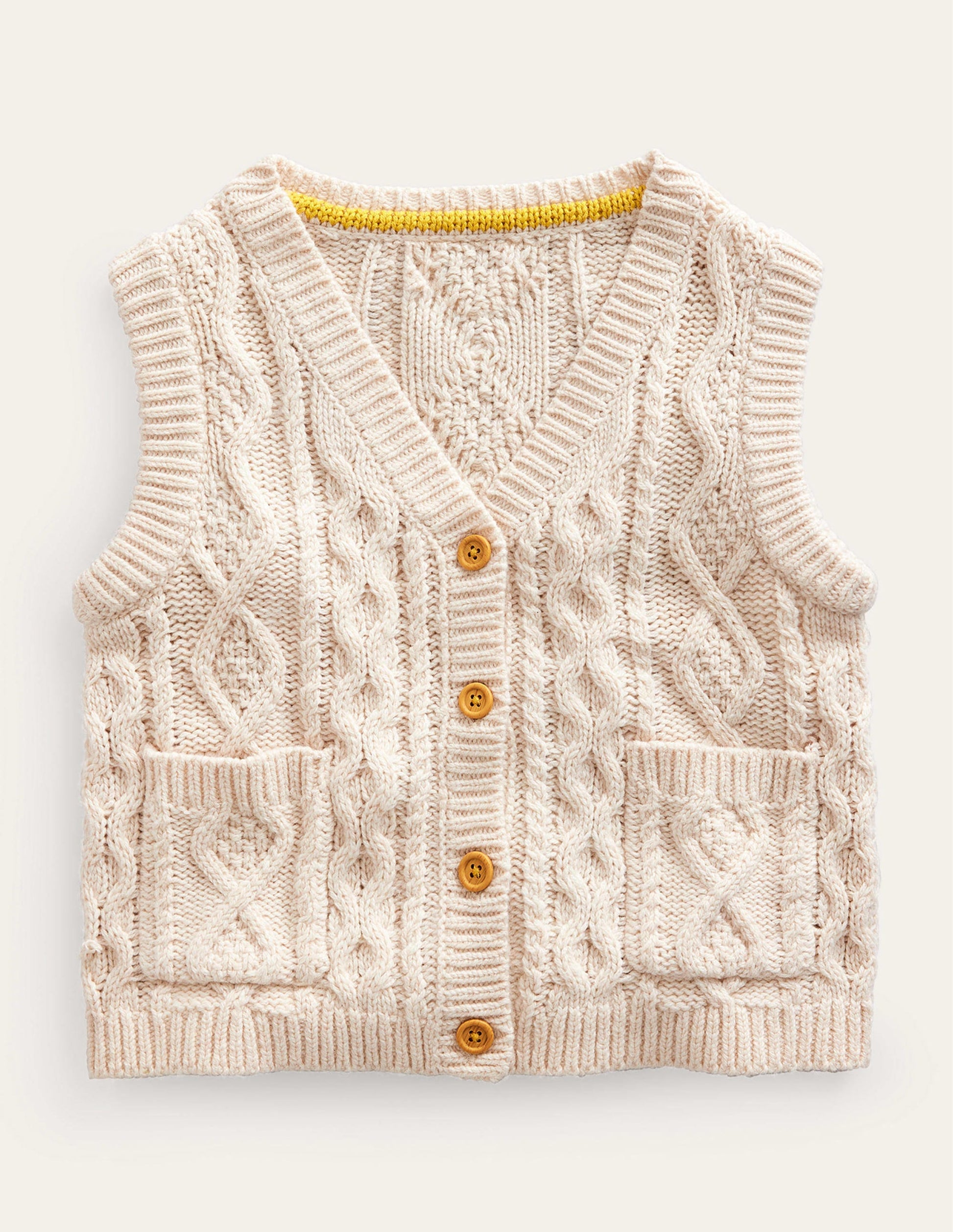 Cable Knitted Sweater Vest-Ecru Marl-1