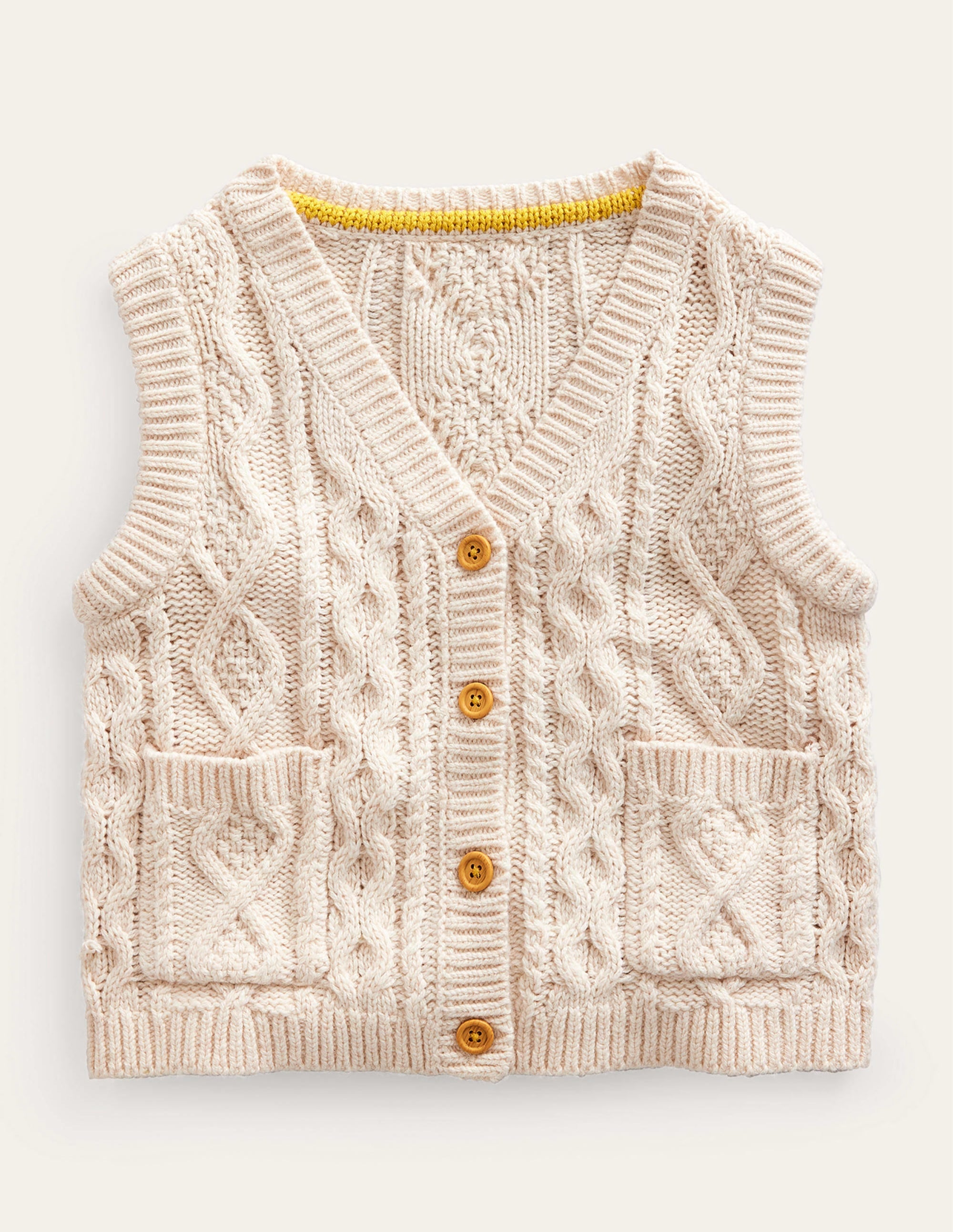 Cable Knitted Sweater Vest-Ecru Marl - Image 1