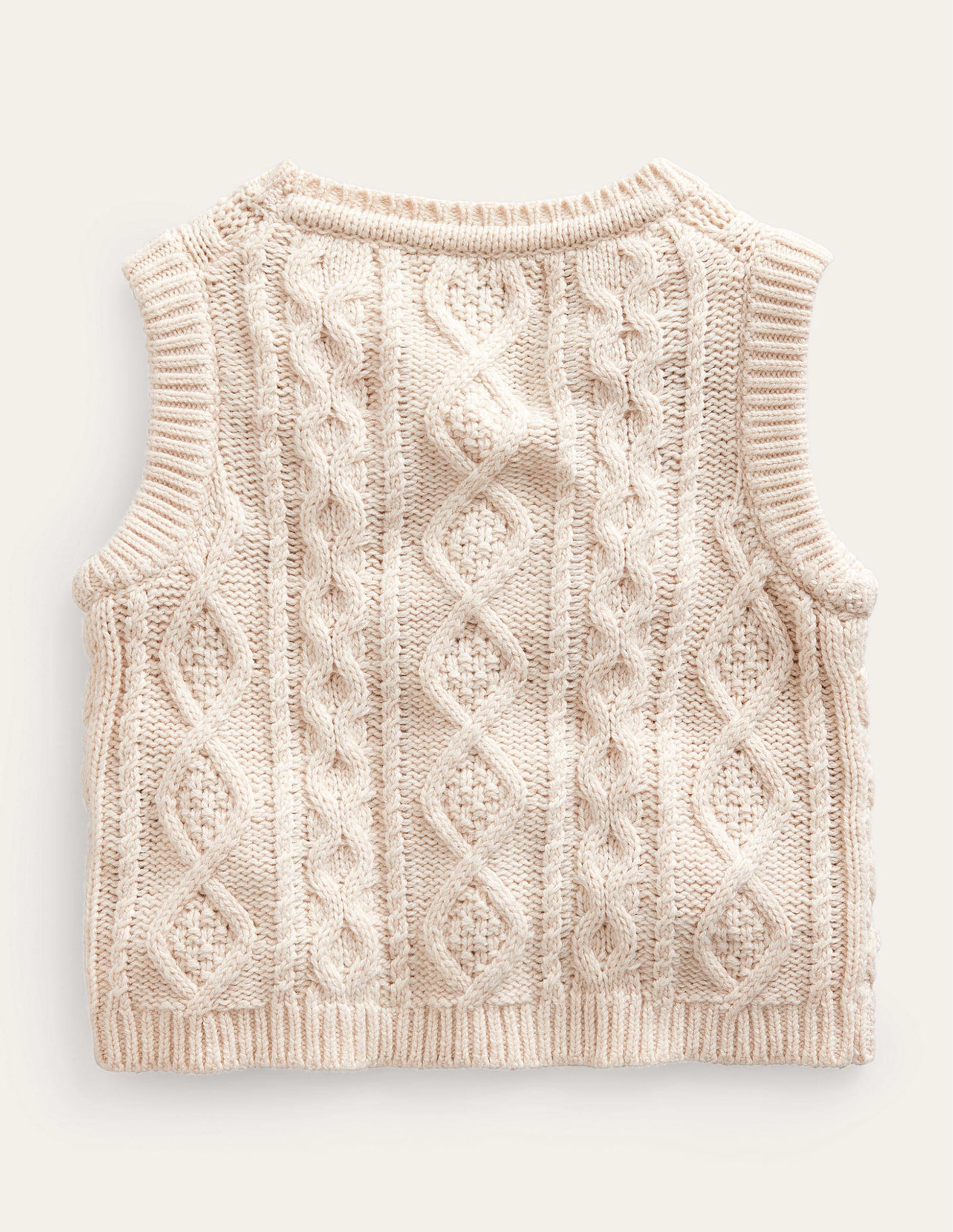 Cable Knitted Sweater Vest-Ecru Marl-2
